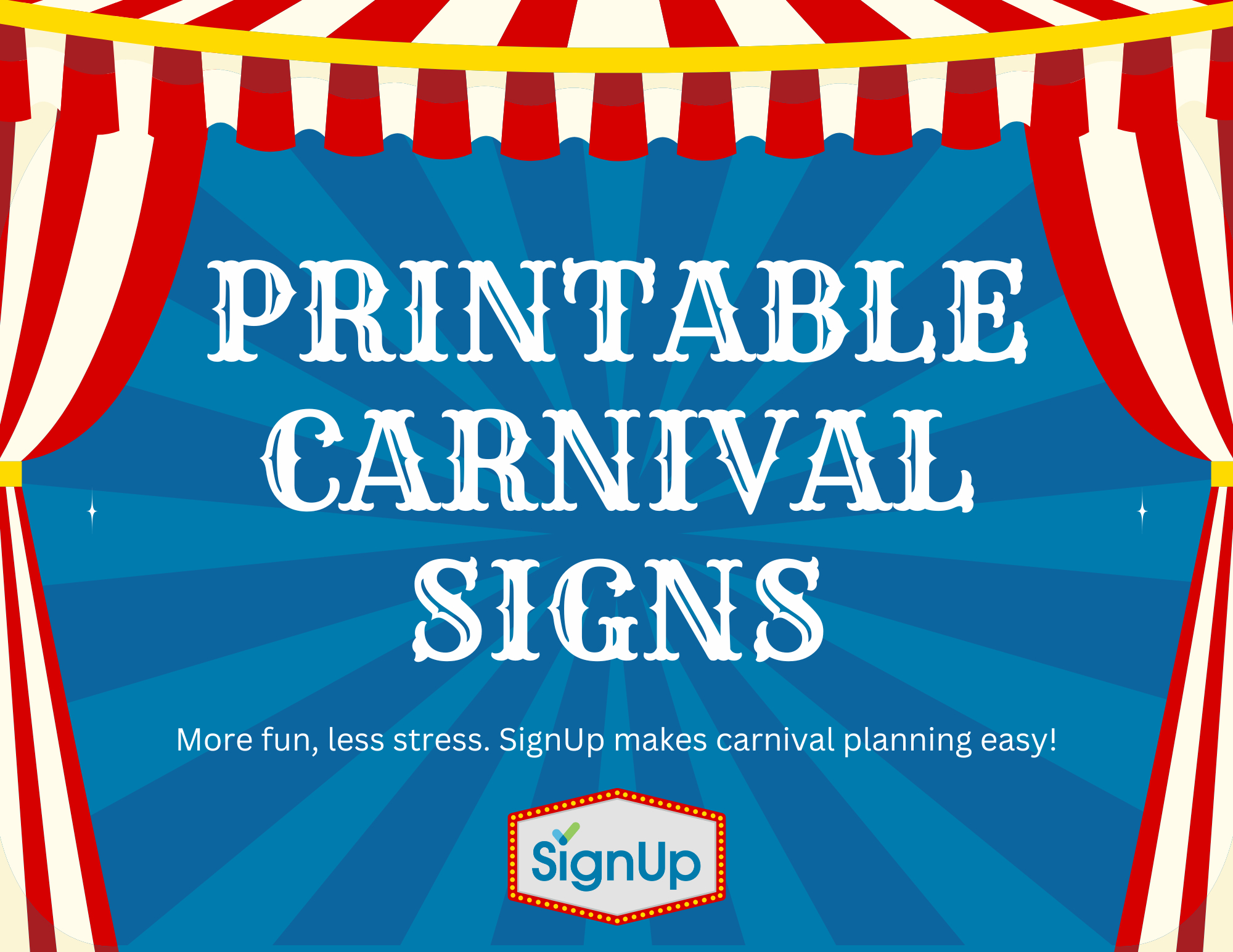 Printable Carnival Signs - Free Festive Signage For Games, Tickets with Free Printable Carnival Directional Signs