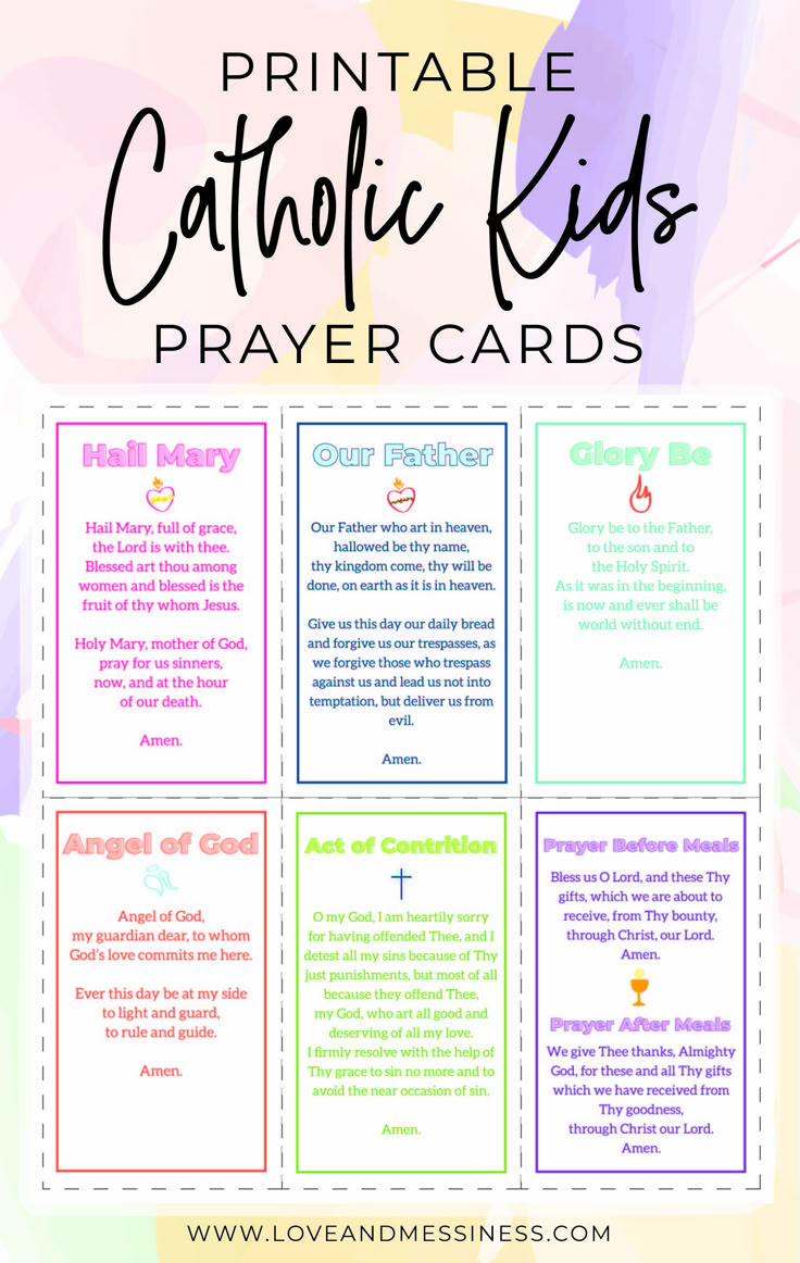 Printable Catholic Kids Prayer Cards regarding Free Printable Catholic Prayers