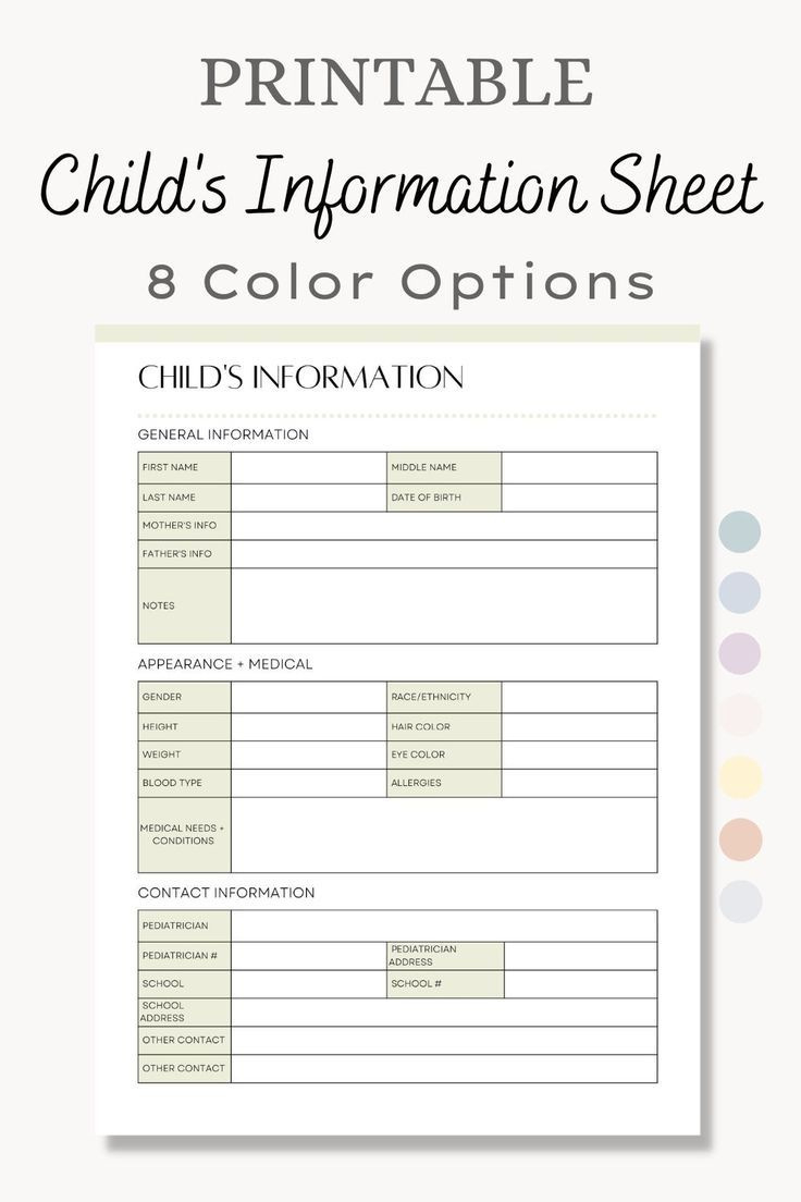 Printable Child&amp;#039;S Information Sheet, Important Information Sheet regarding Free Printable Parent Information Sheet