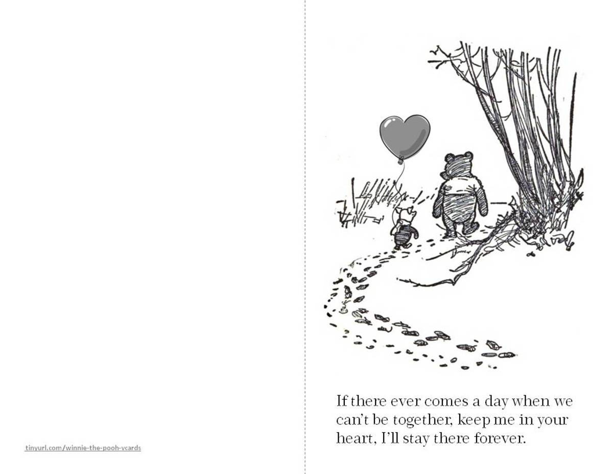 Printable Classic Winnie-The-Pooh Friendship Greeting Cards To within Winnie the Pooh Birthday Cards Printable Free
