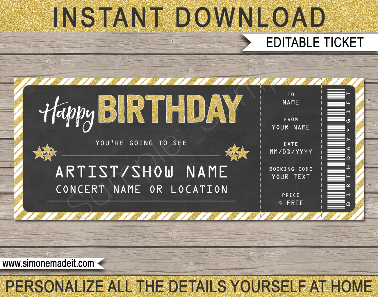 Printable Concert Ticket Template | Birthday Gift Voucher inside Free Concert Ticket Printable