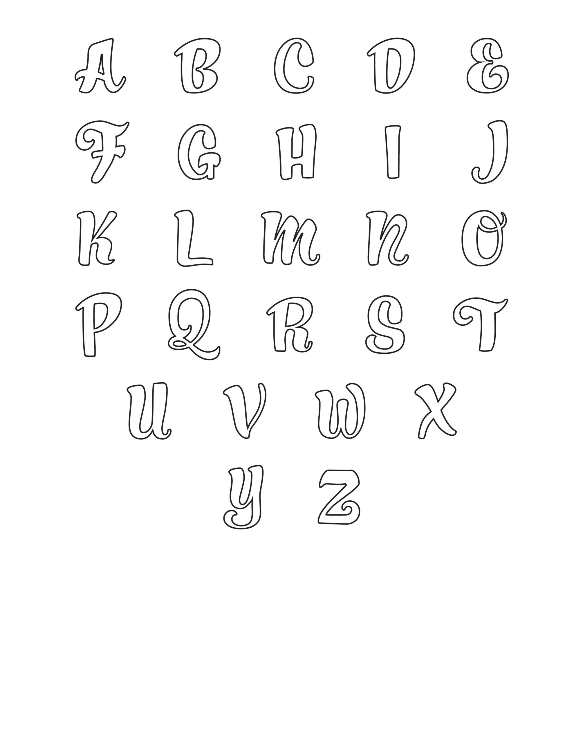 Printable Cursive Bubble Letters Alphabet intended for Free Printable Cursive Letter Stencils