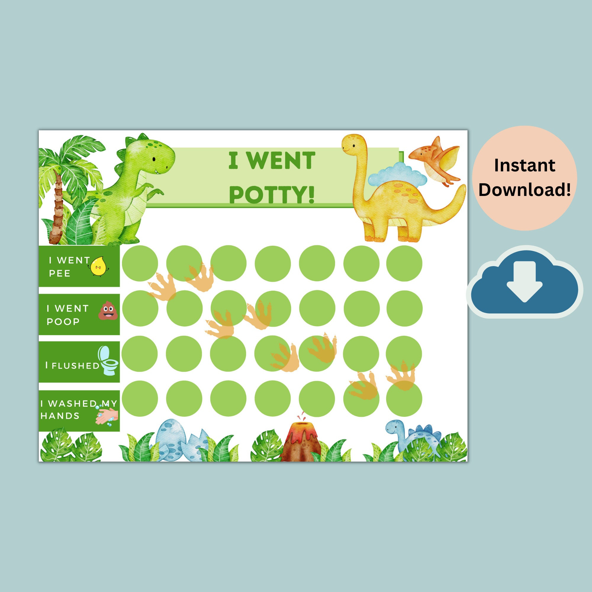 Printable Dinosaur Potty Training Chart With Stickers | Instant Download Sticker Chart | Toddler Chore Chart | T-Rex Potty Chart pertaining to Dinosaur Potty Chart Printable Free