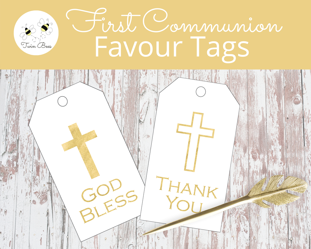Printable First Holy Communion Favor Tags, Gift Tags, Gold, Cross with regard to Free Printable First Communion Labels
