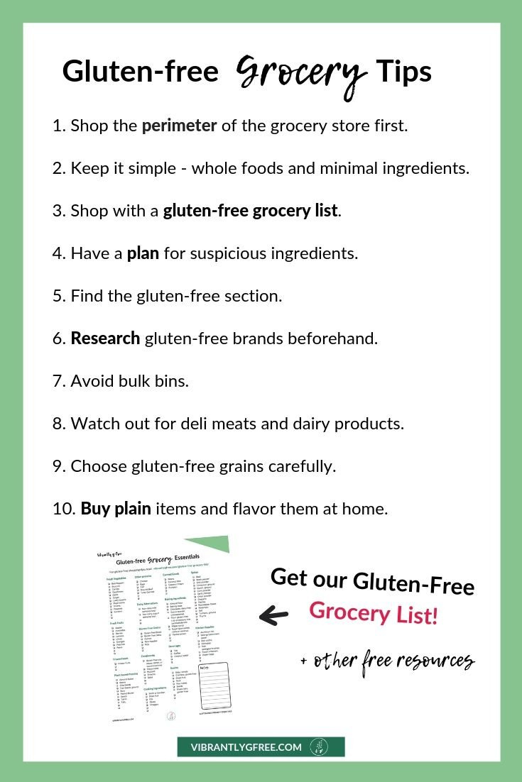 Printable Gluten Free Grocery List + 10 Tips! - Vibrantly G-Free regarding Printable Gluten Free Diet Food List