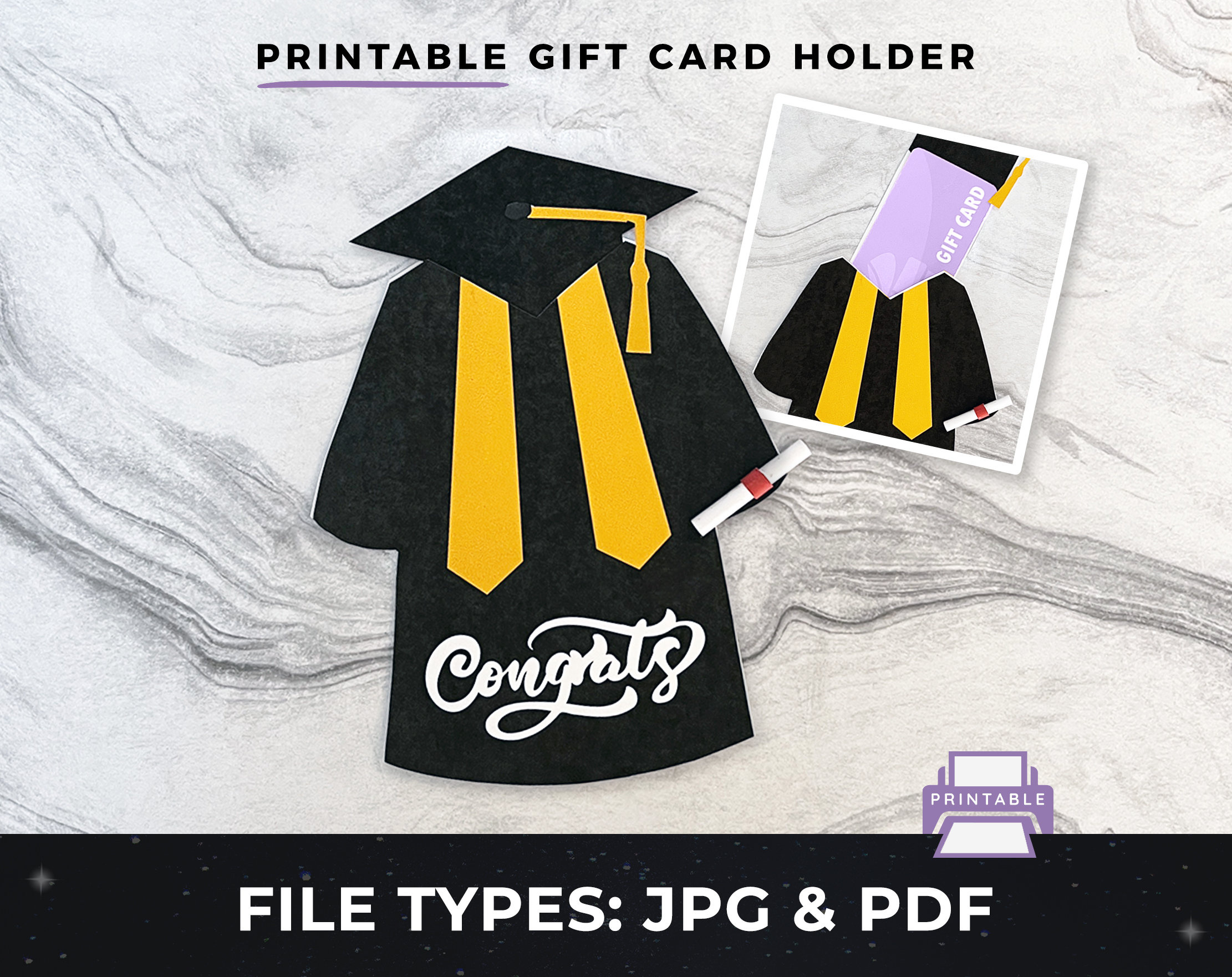 Printable Graduation Gown Gift Card Holder, Diy Print Graduation throughout Free Printable Cap and Gown