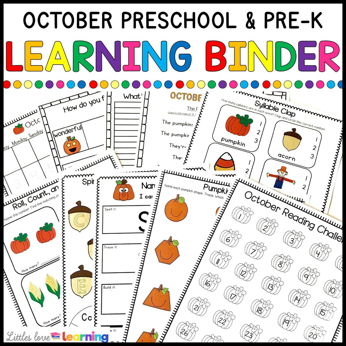 Printable Learning Binder For October (Preschool &amp;amp; Pre-K) with regard to Free Learning Binder Printables