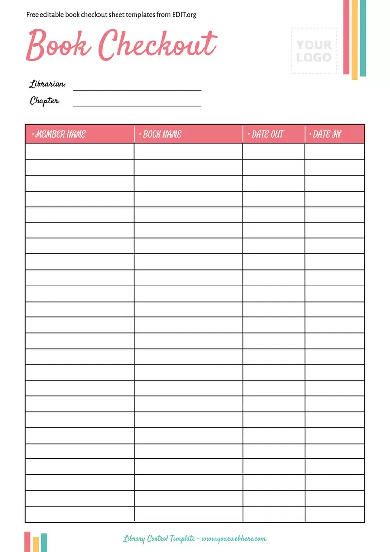 Printable Library Checkout Sheet Templates regarding Free Printable Library Checkout Sheets