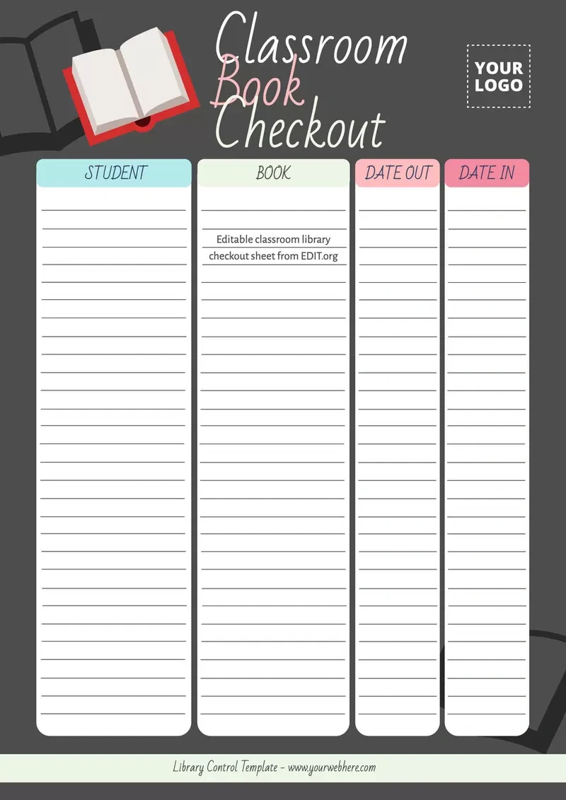 Printable Library Checkout Sheet Templates with regard to Free Printable Library Checkout Sheets