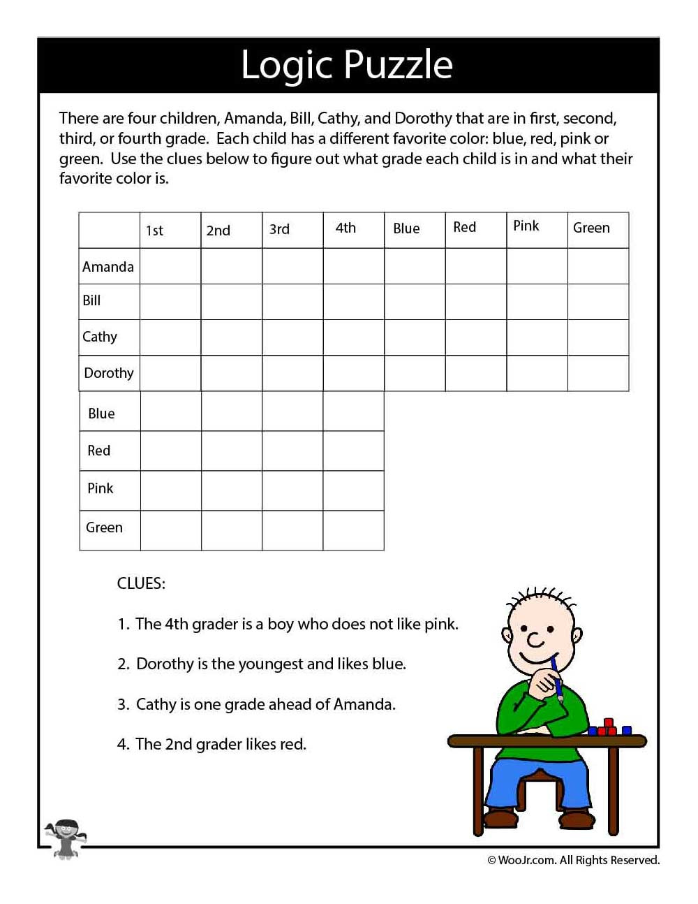 Printable Logic Puzzles For Kids | Woo! Jr. Kids Activities for Free Printable Logic Puzzles with Solutions