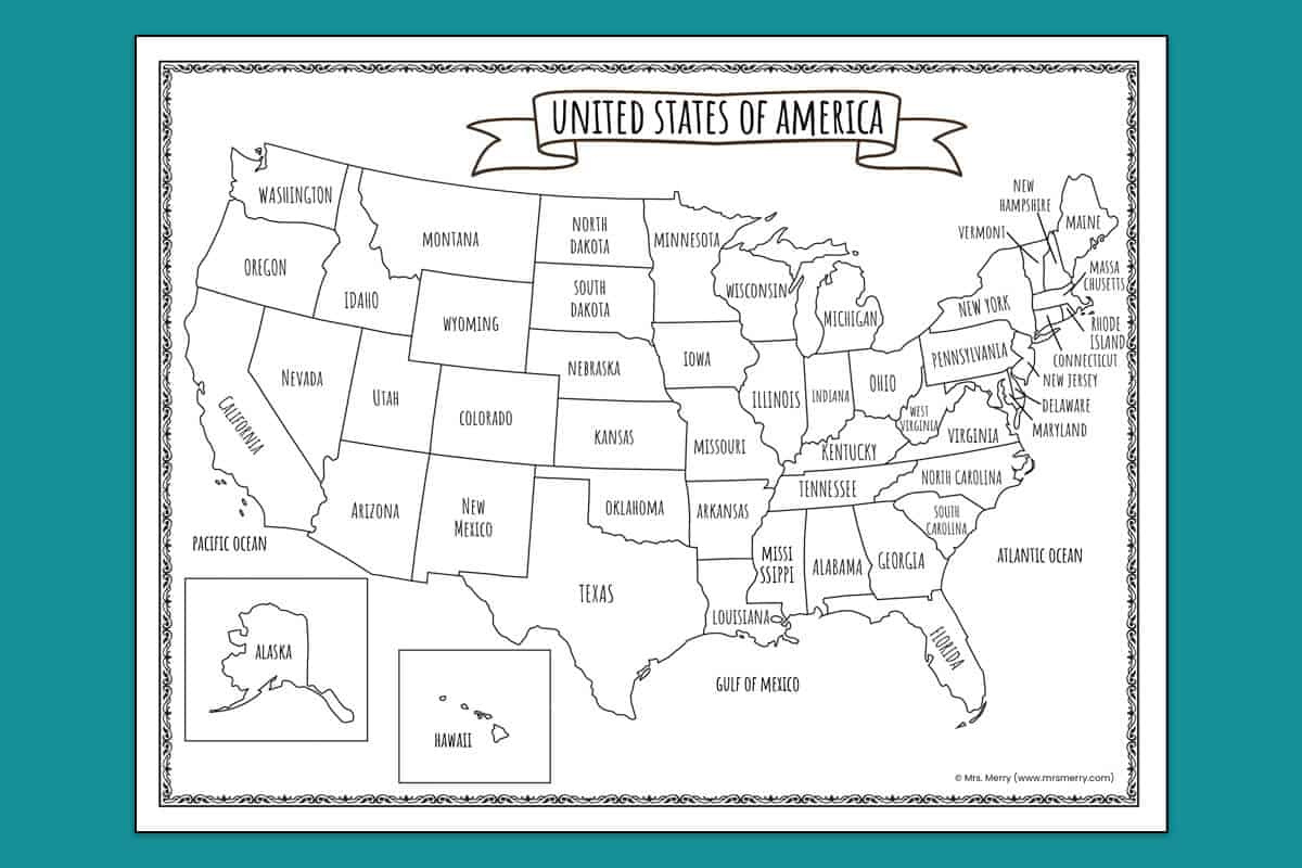 Printable Map Of The United States | Mrs. Merry - Worksheets Library regarding Free Printable Usa Map