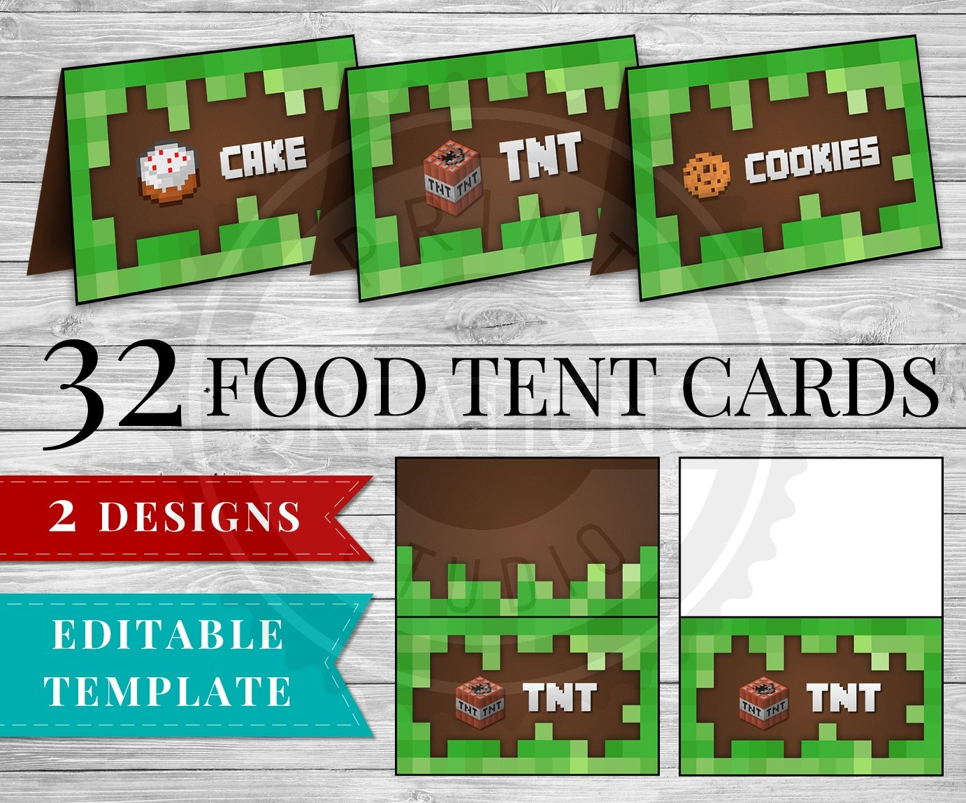 Printable Minecraft Food Tent Cards - Minecraft Birthday Party inside Free Minecraft Party Food Printables