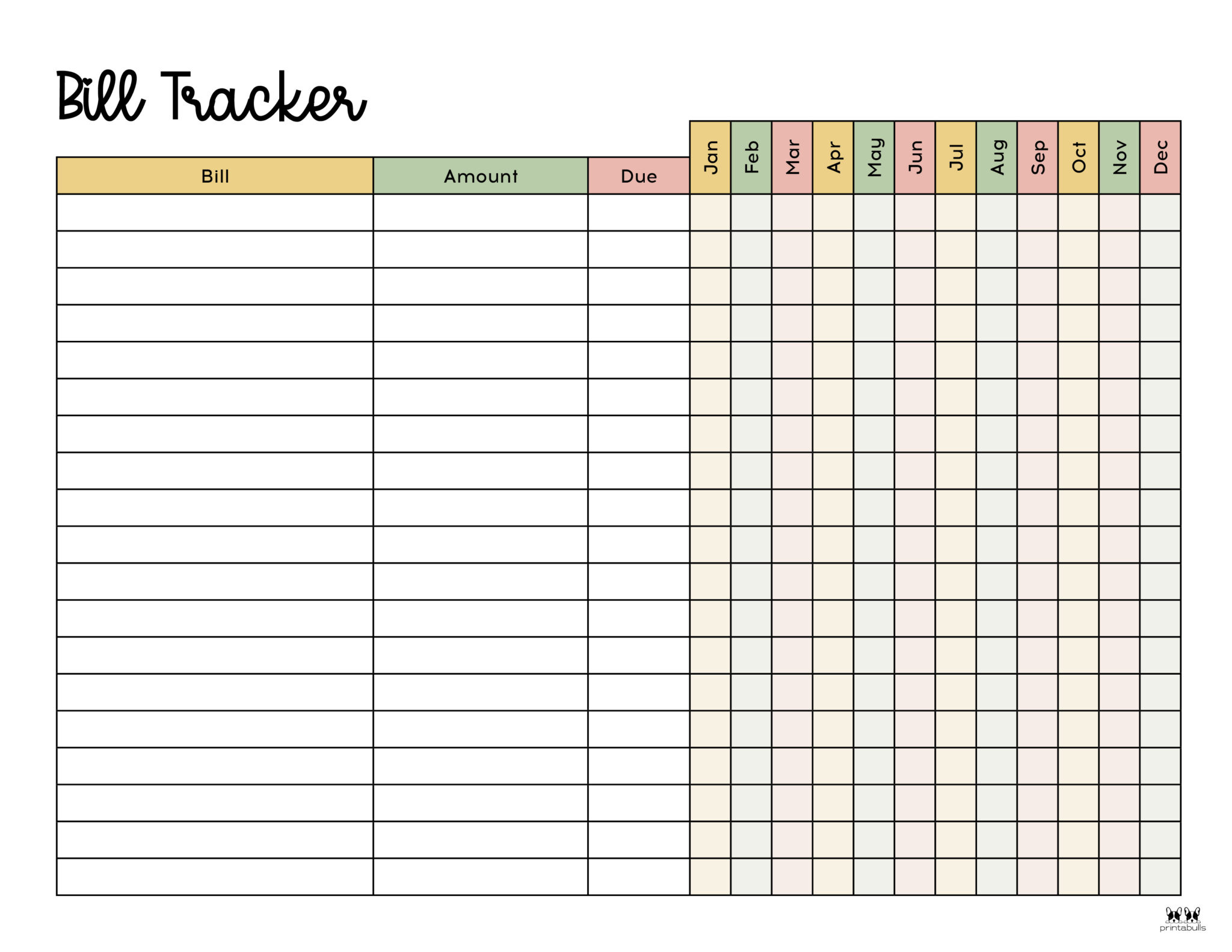 Printable Monthly Bill Organizer - Printable Party Favors inside Free Bill Printables