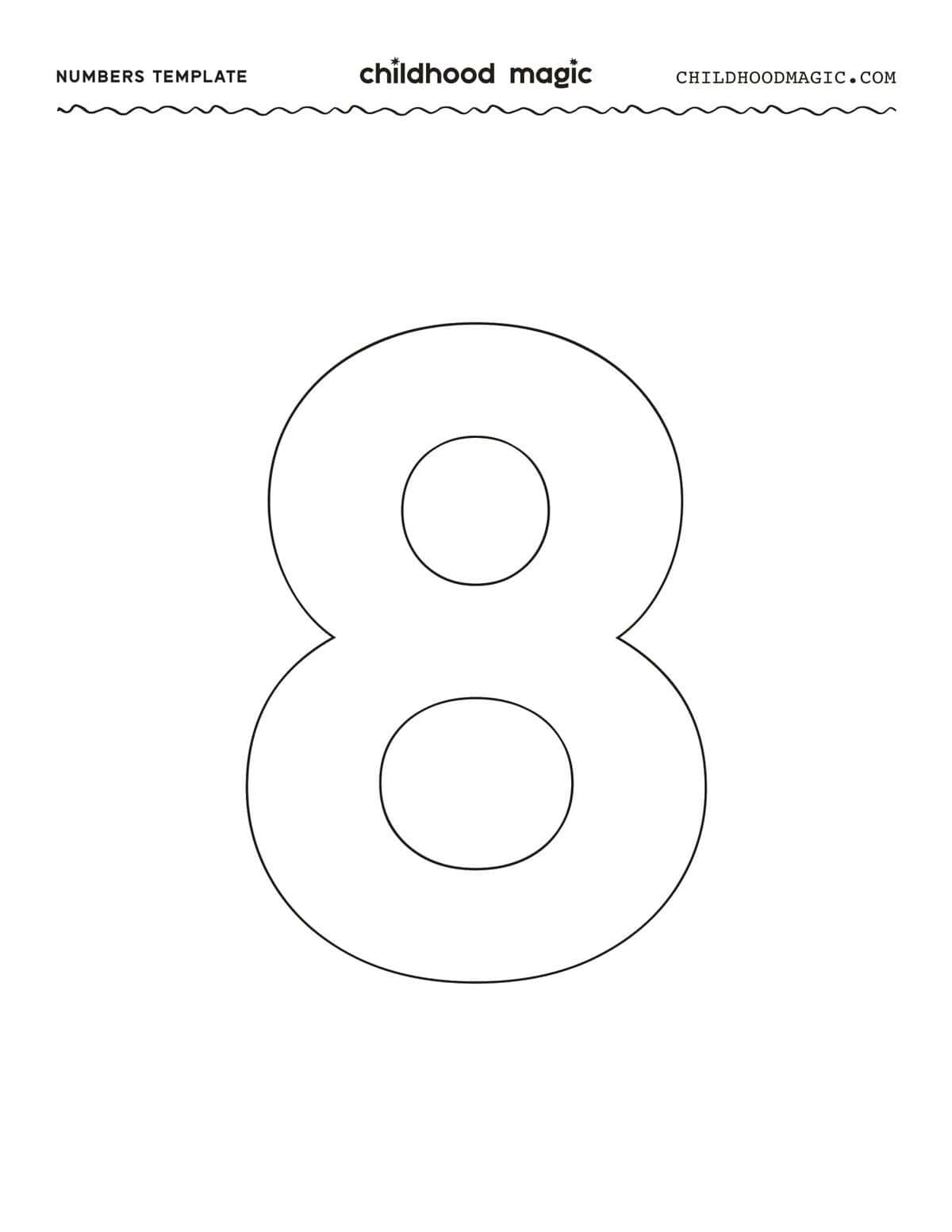 Printable Numbers 0-9: Free Number Outlines For Kids - Childhood Magic in Number 8 Stencil Printable