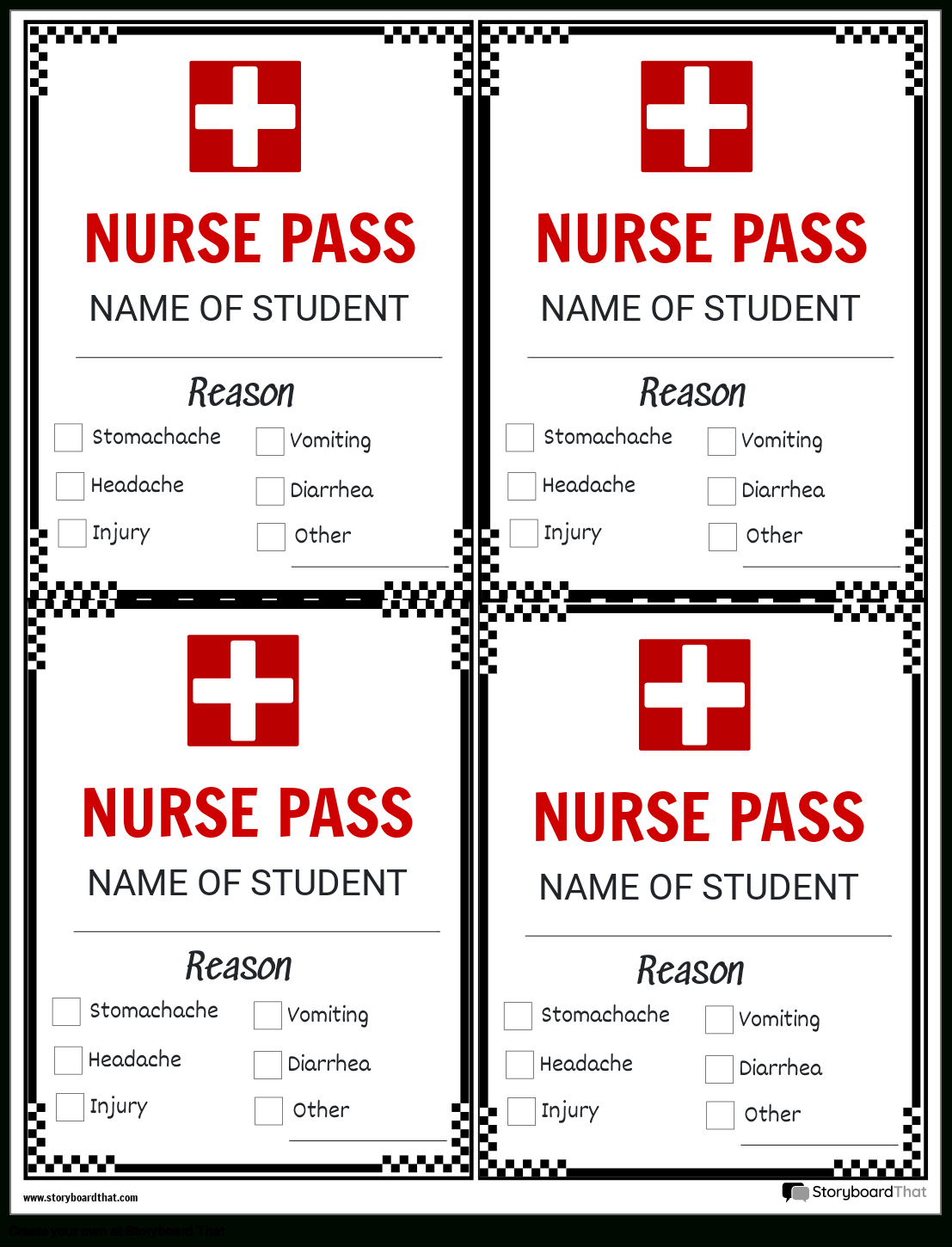 Printable Nurse Pass Storyboardtemplates in Nurse Passes Printable Free