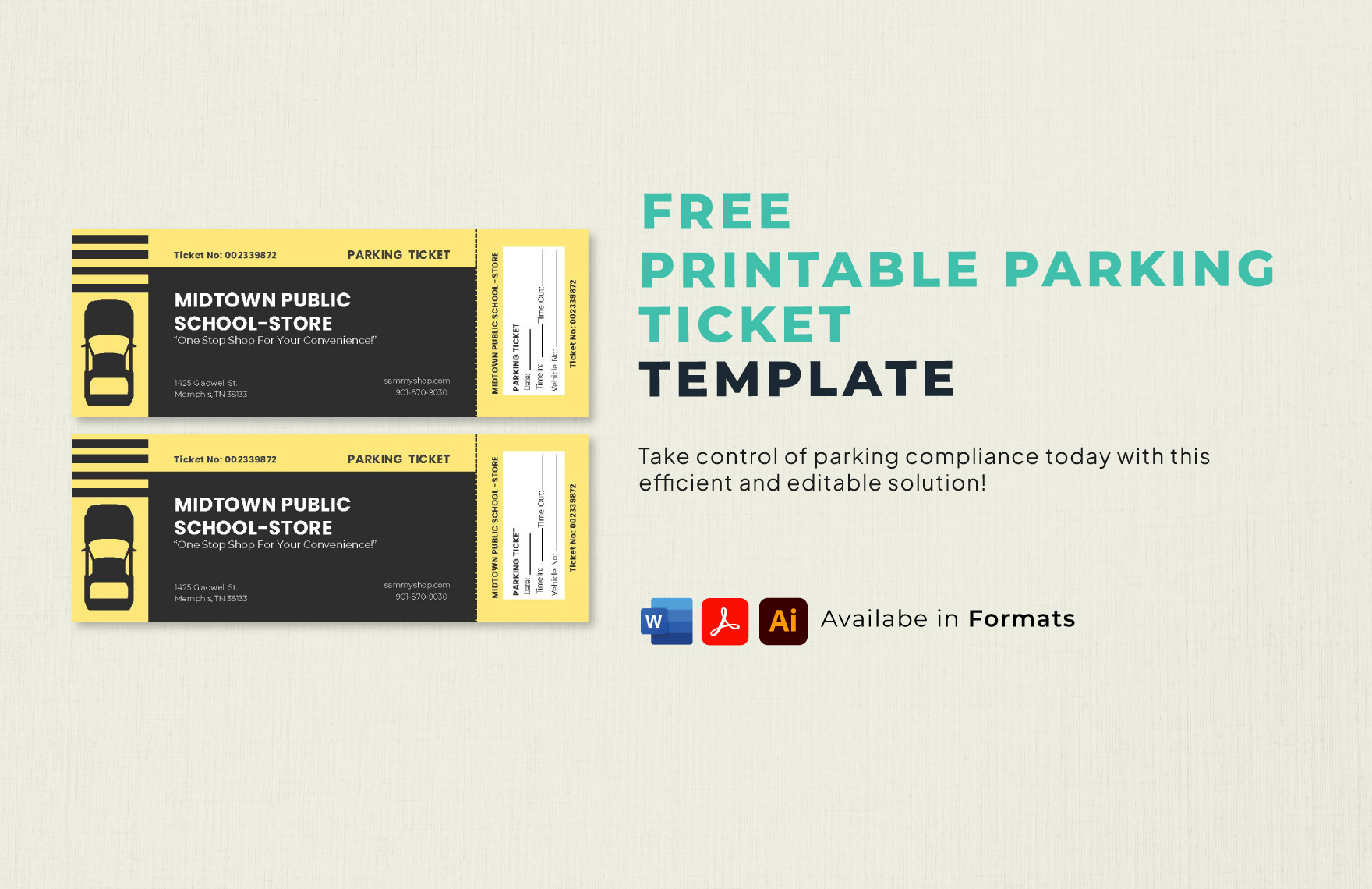 Printable Parking Ticket Template In Illustrator, Psd, Pages, Word regarding Parking Pass Template Free