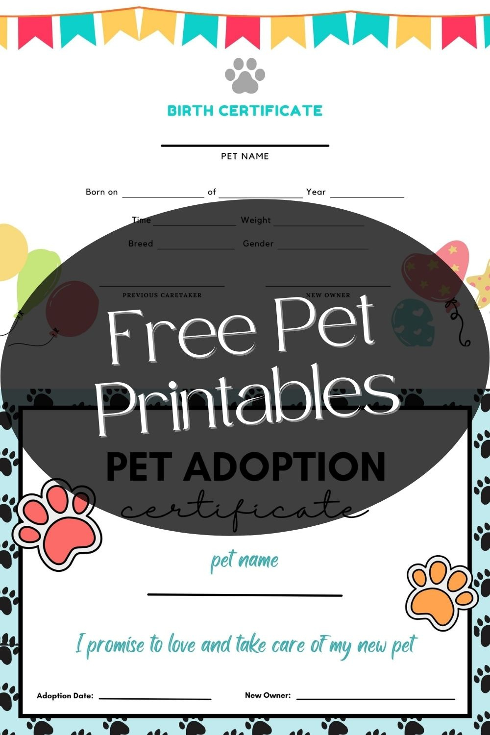 Printable Pet Birth Certificate And Adoption Certificate - Adore within Free Printable Cat Adoption Certificate