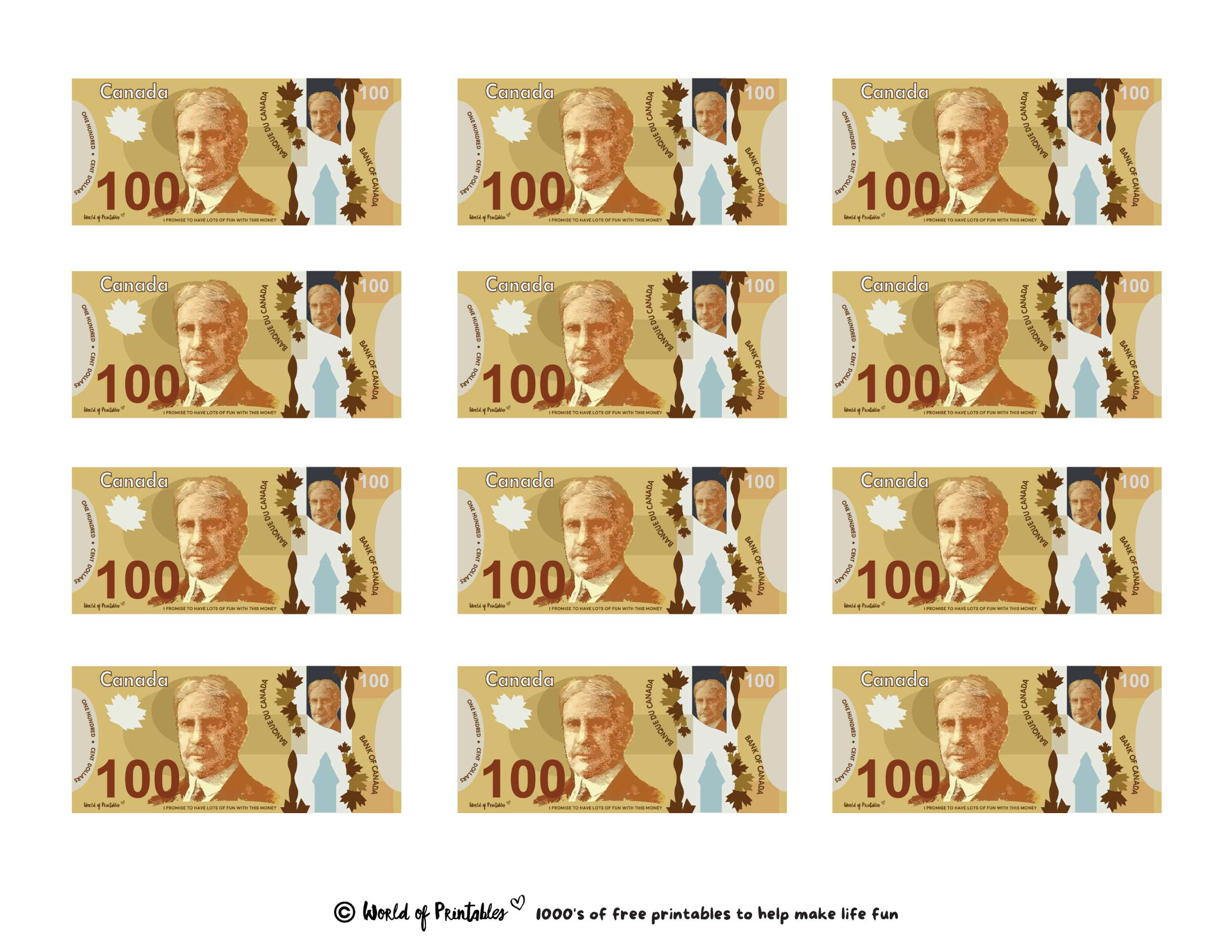 Printable Play Money - Play &amp; Learn! - World Of Printables intended for Canadian Money Printables Free