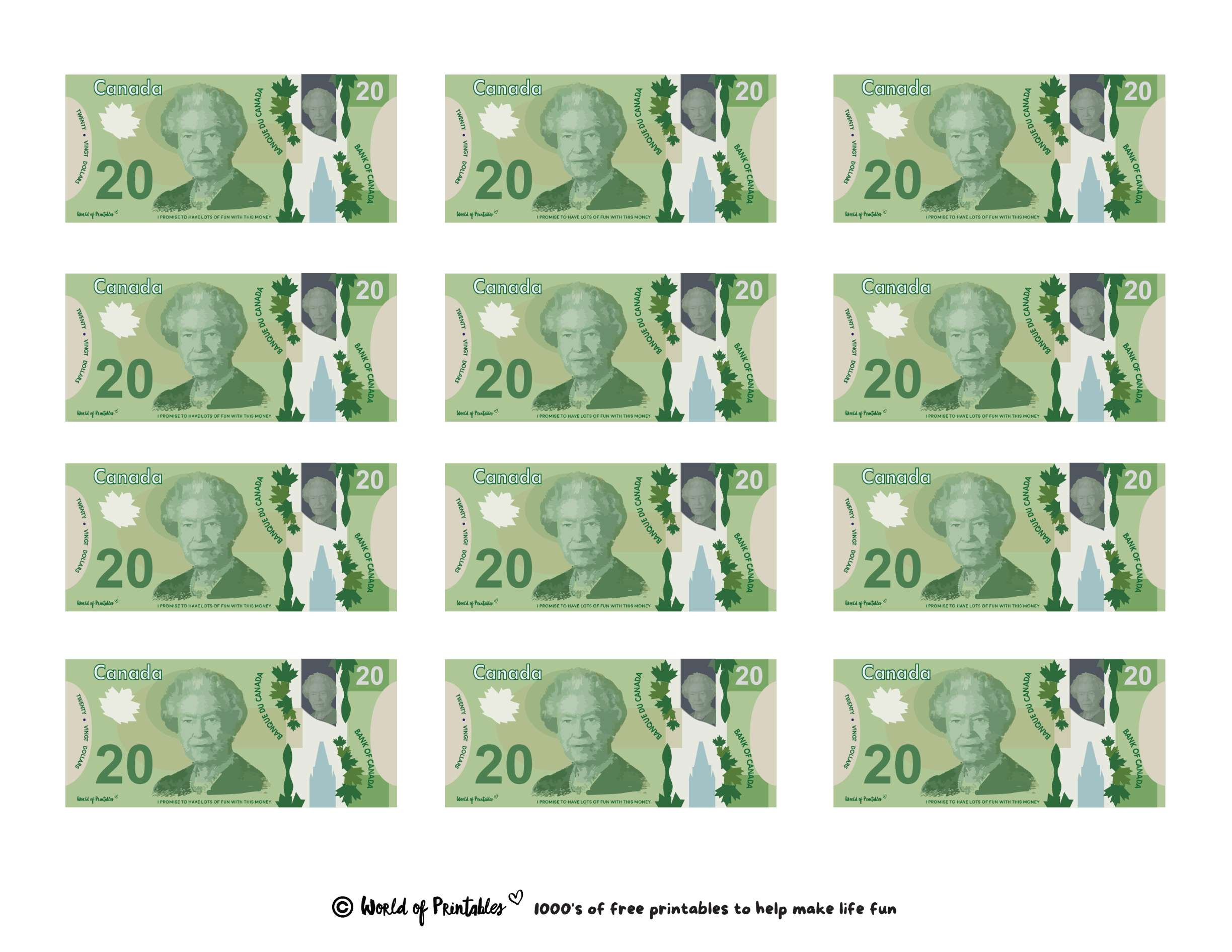 Printable Play Money - Play &amp;amp; Learn! - World Of Printables with Canadian Play Money Printables Free