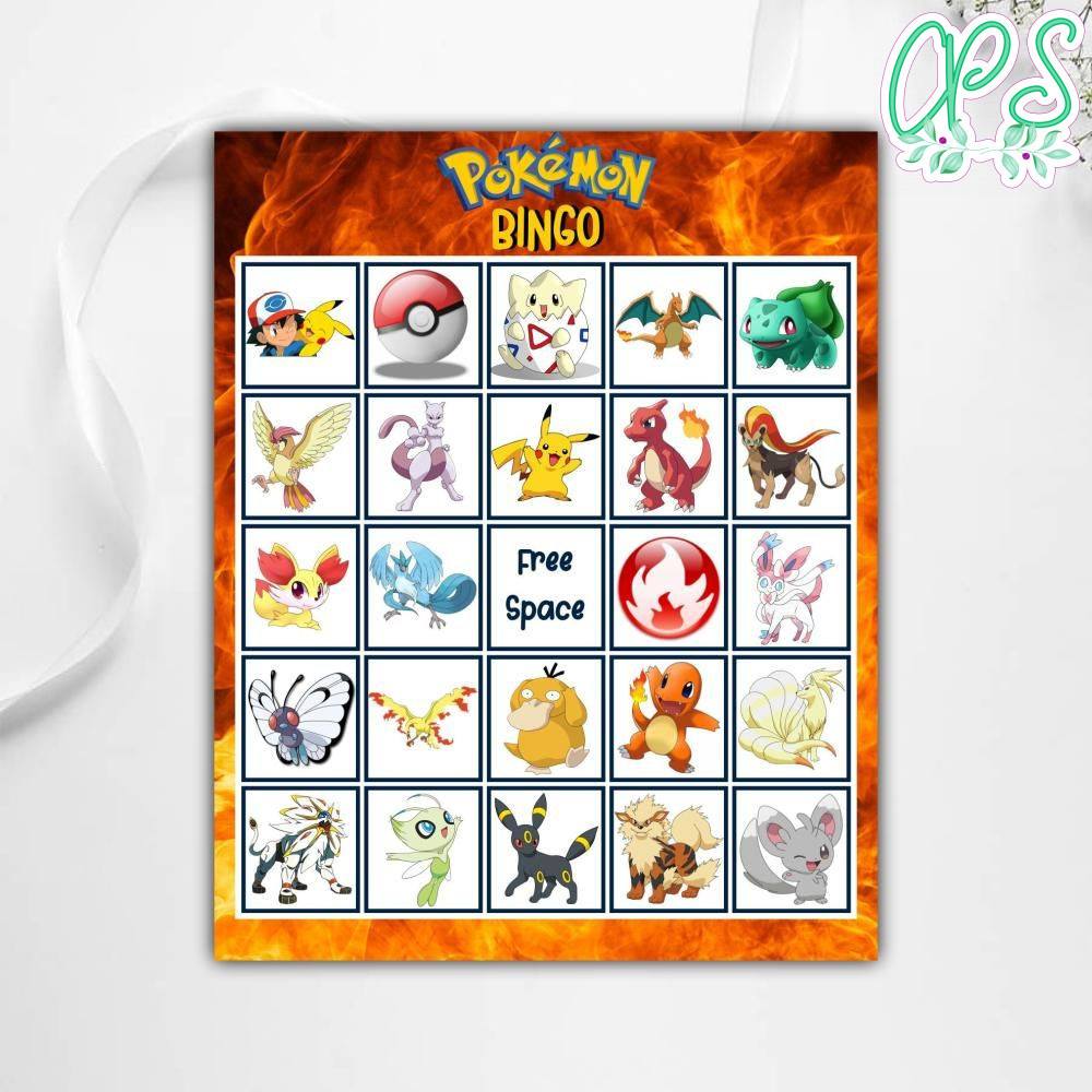 Printable Pokemon Bingo Game Digital File | Custompartyshirts for Free Pokemon Bingo Printable