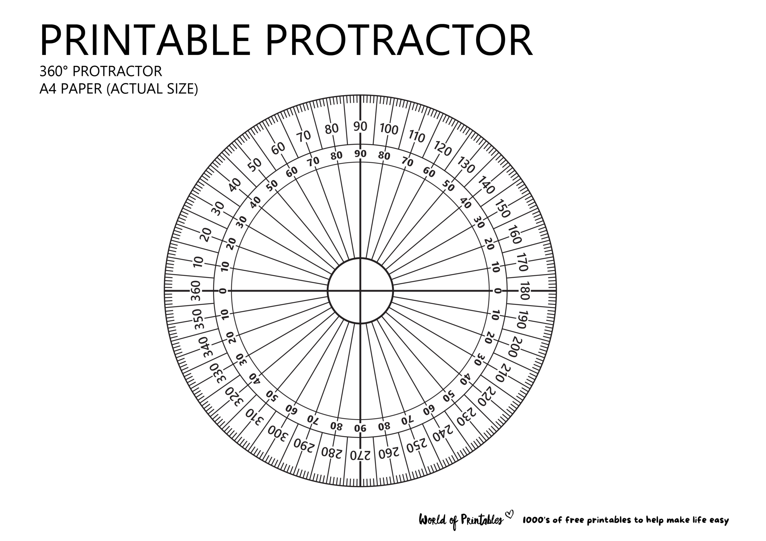Printable Protractor - World Of Printables for Free Printable Protractor