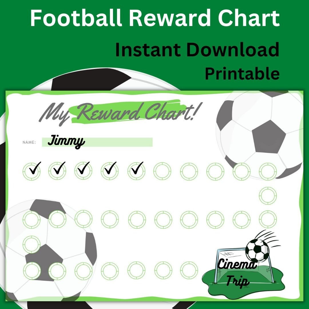 Printable Reward Chart For Kids Behaviour Chart Football Reward Printable for Football Reward Chart Free Printable