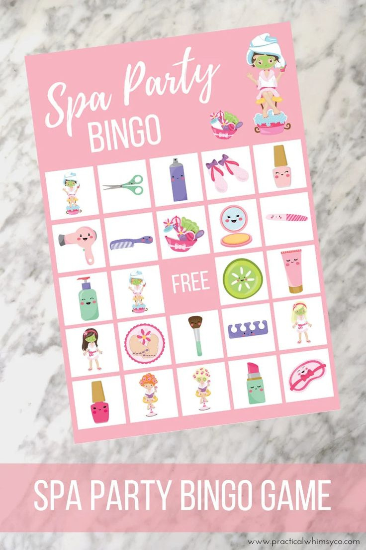 Printable Spa Party Bingo Game, Girl Birthday Digital Download pertaining to Spa Bingo Free Printable