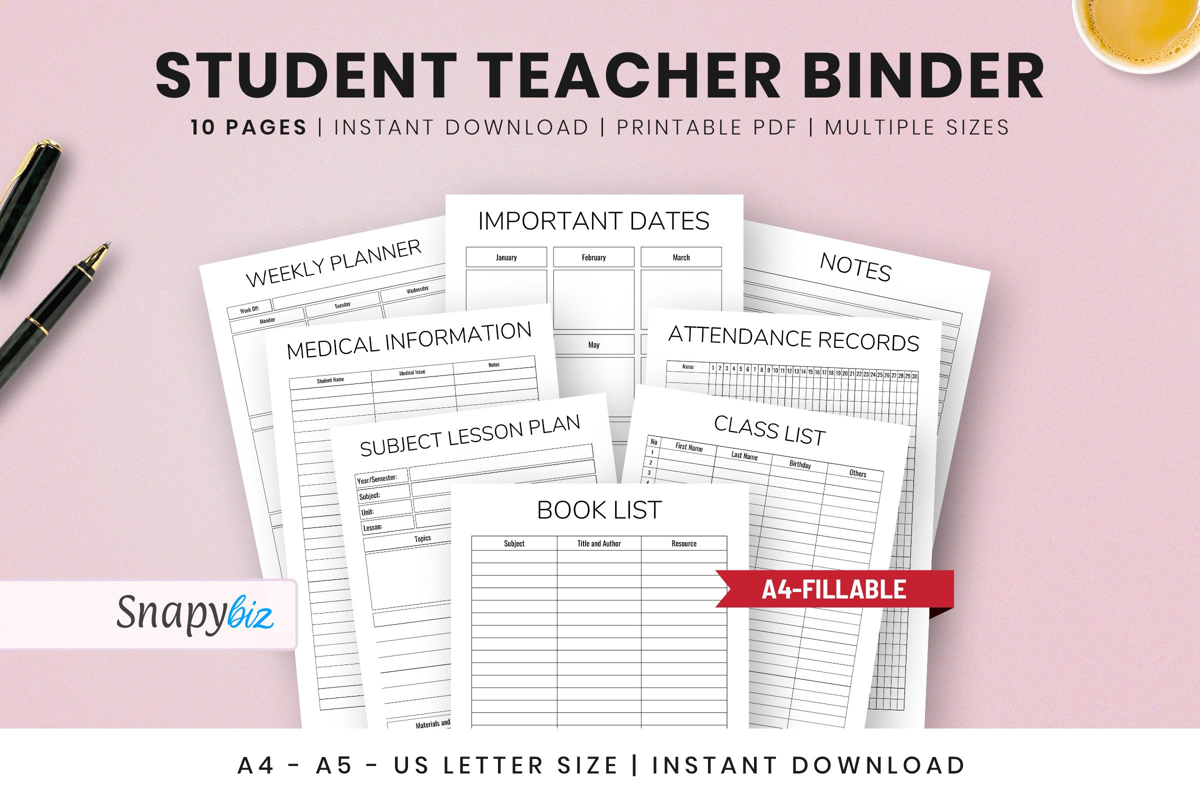 Printable Student Teacher Binder Template within Free Printable Teacher Binder Templates