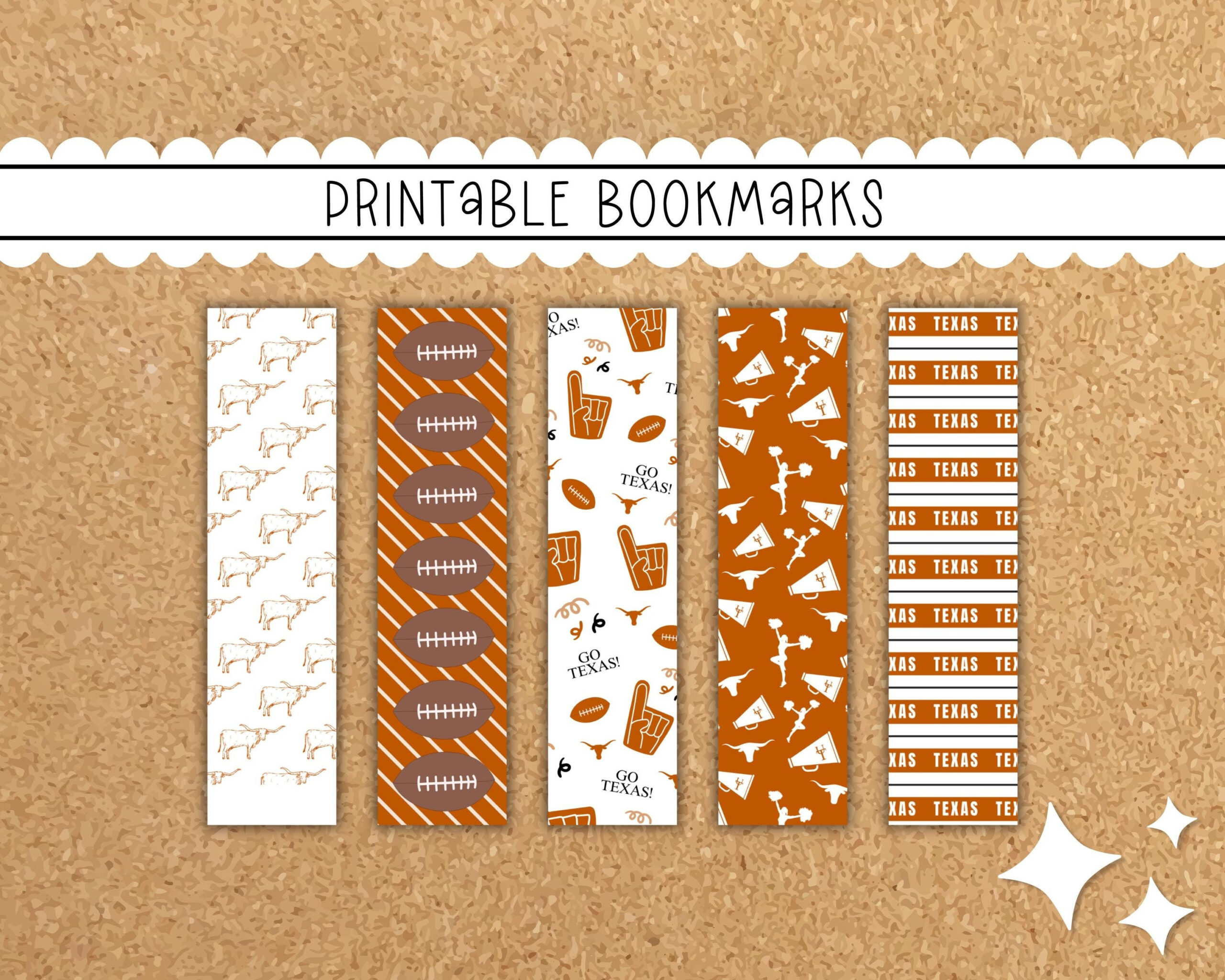 Printable Texas Football Bookmarks | Instant Download Bookmarks pertaining to Free Small Printable Patterns Of Texas