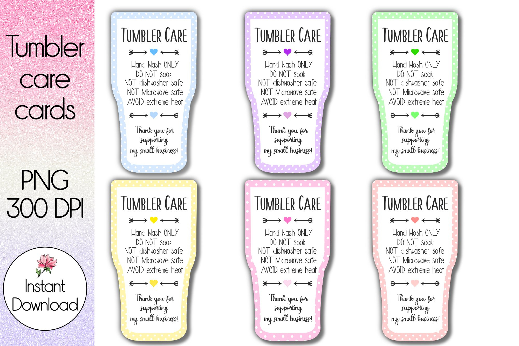Printable Tumbler Care Card, Tumbler Wash (1173655) intended for Free Printable Tumbler Care Cards
