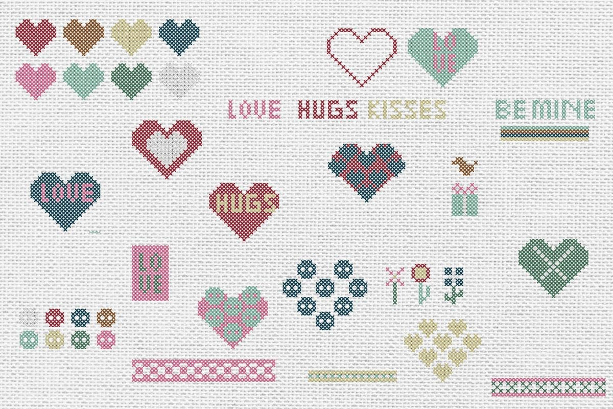 Printable Valentine Cross Stitch (40 Free) - Craft With Cartwright regarding Free Printable Cross Stitch Heart Patterns