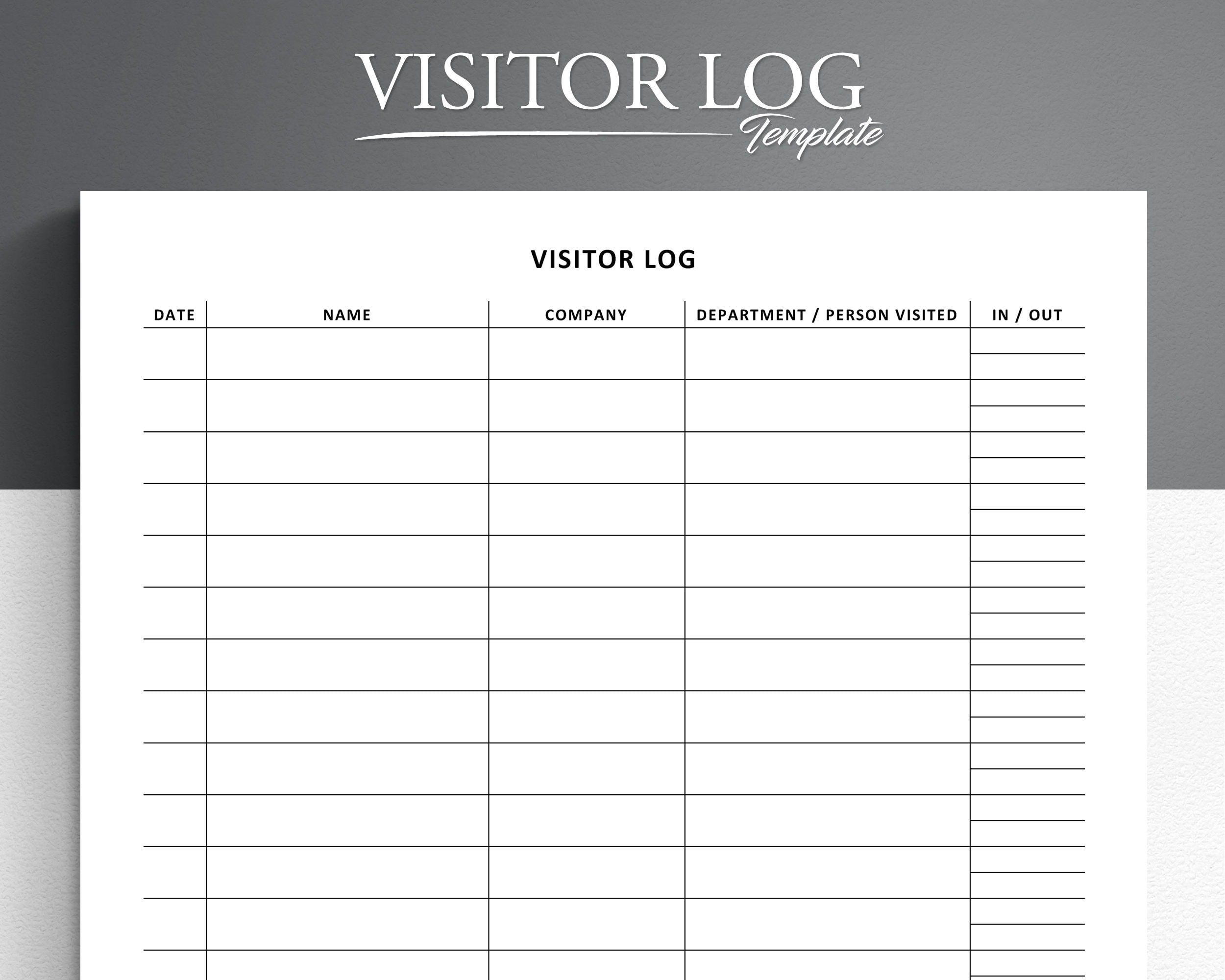 Printable Visitor Log. Visitor Sign In / Sign Out Sheet. Visitor in Free Printable Visitor Log Sheets