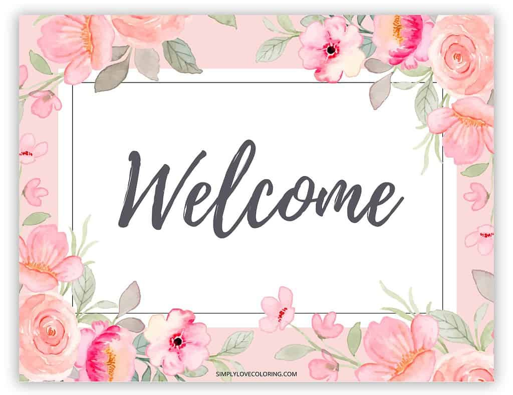 Printable Welcome Sign (Free Pdf Download) - Simply Love Coloring with Welcome Sign Free Printable