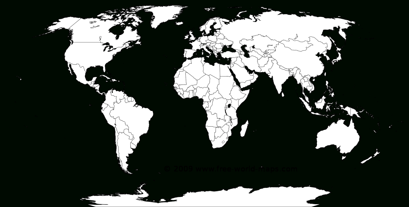 Printable White-Transparent Political Blank World Map C3 | Free with Free Printable World Map Black And White