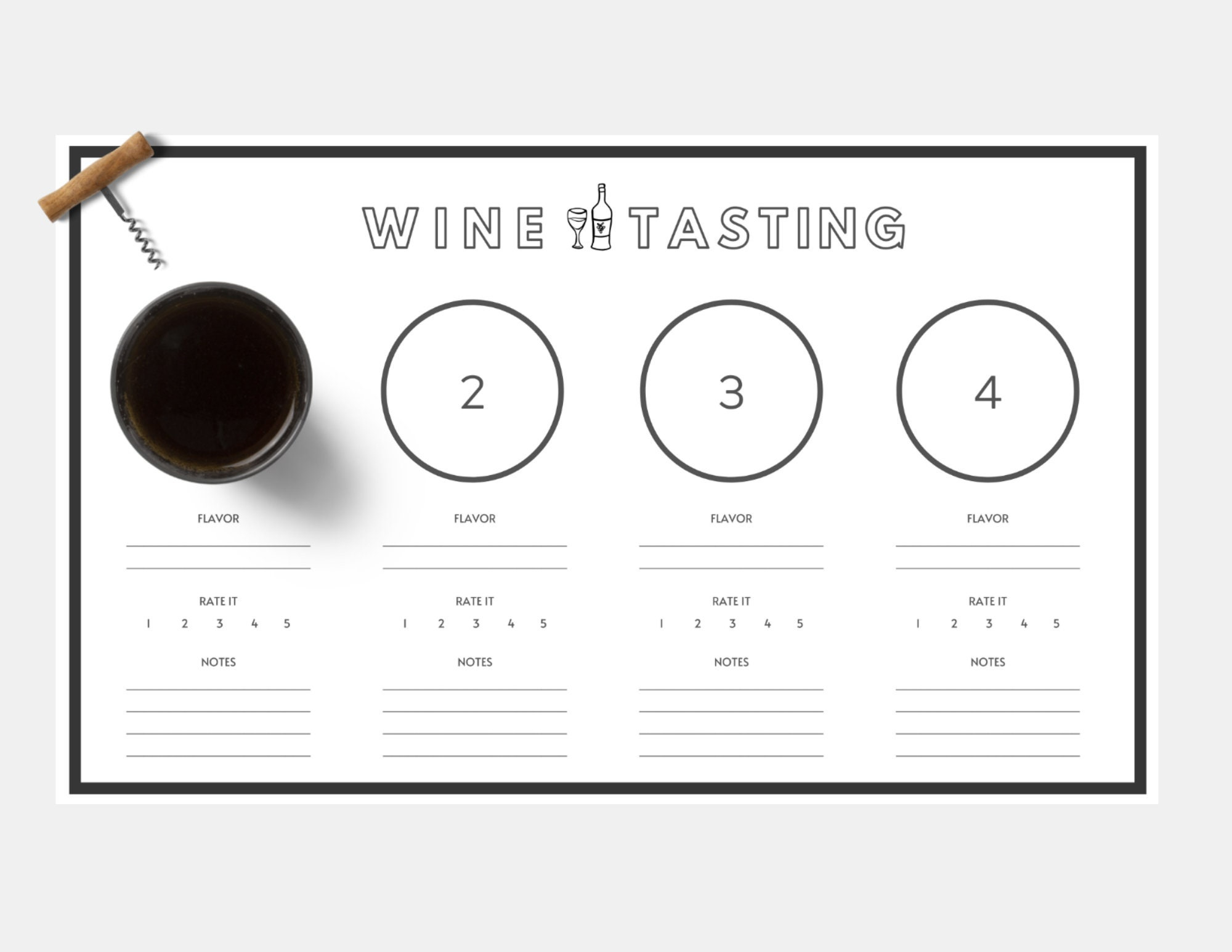 Printable: Wine Tasting Score Sheet / Placemat - Etsy with Free Printable Wine Tasting Sheets