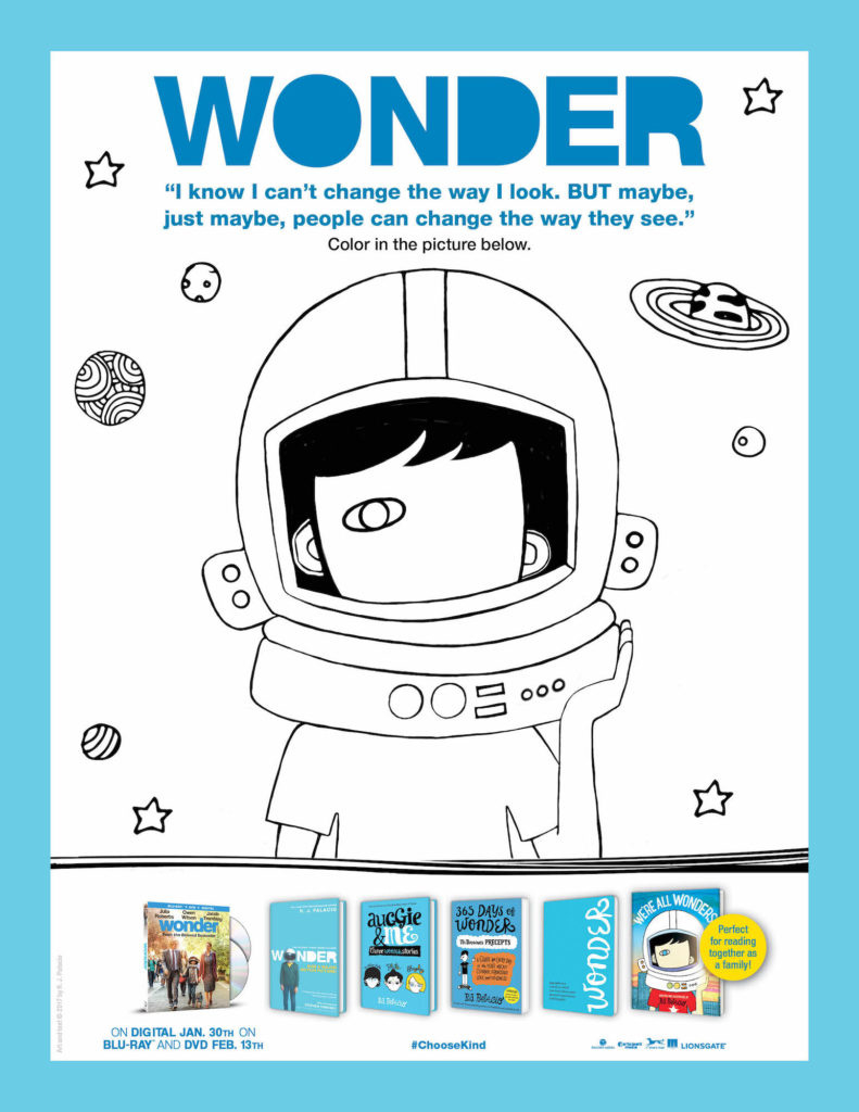 Printable Wonder Activity Sheets + Bluray Giveaway - Life. Family. Joy regarding Wonder Book Free Printables