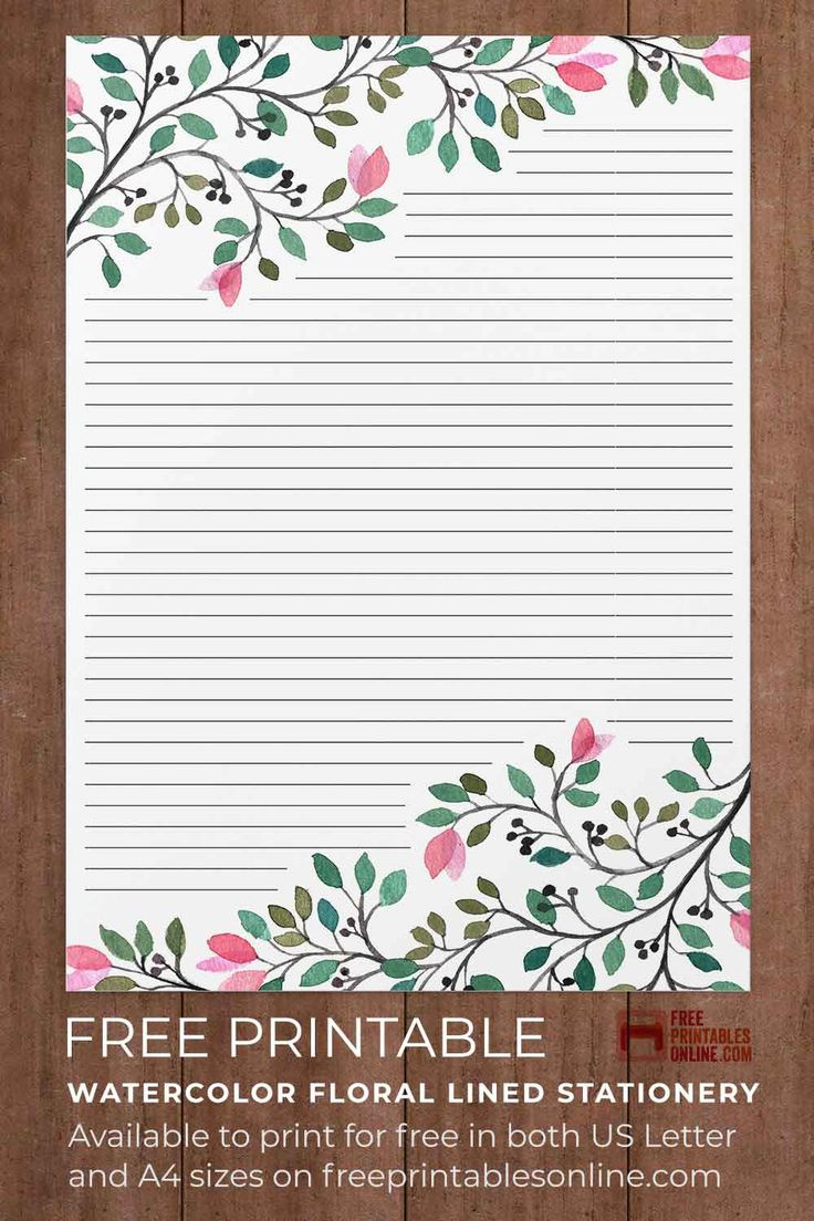 Printabled Lined Stationery – Free in Free Printable Floral Stationery Paper