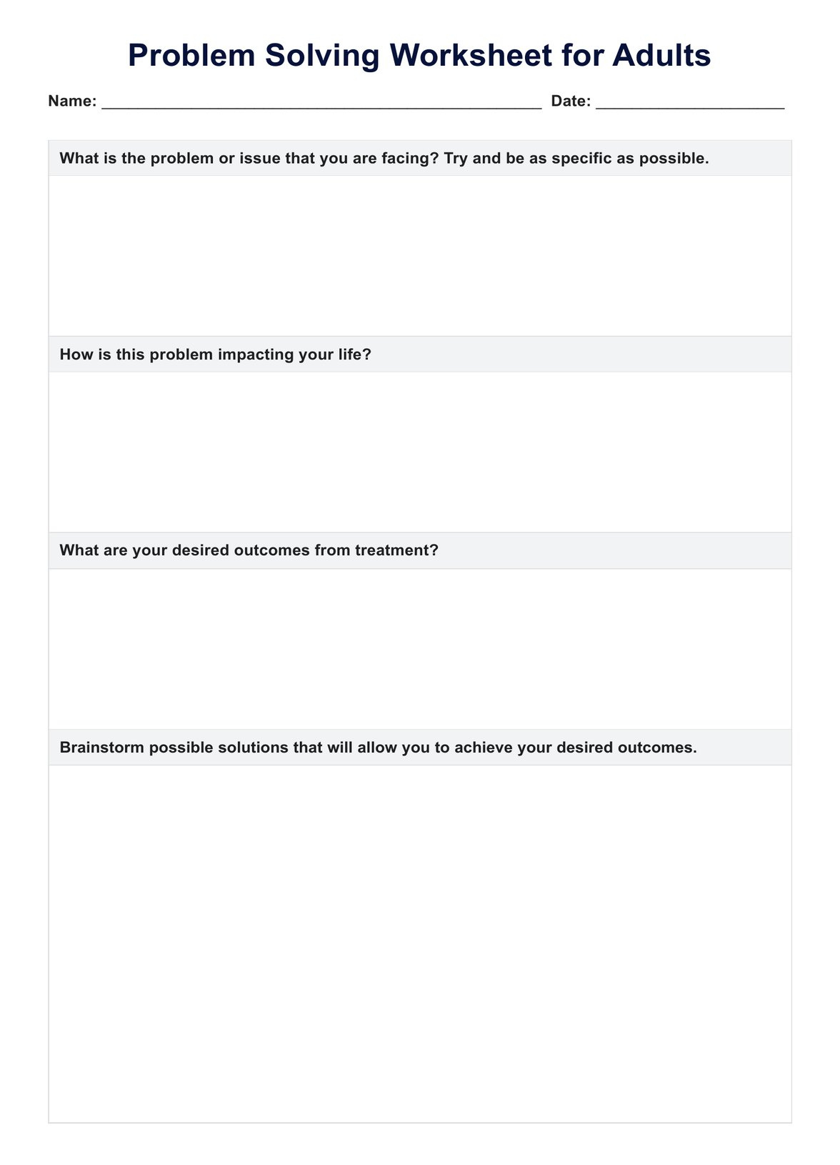 Problem Solving For Adults Worksheets with regard to Free Printable Problem Solving Worksheets For Adults