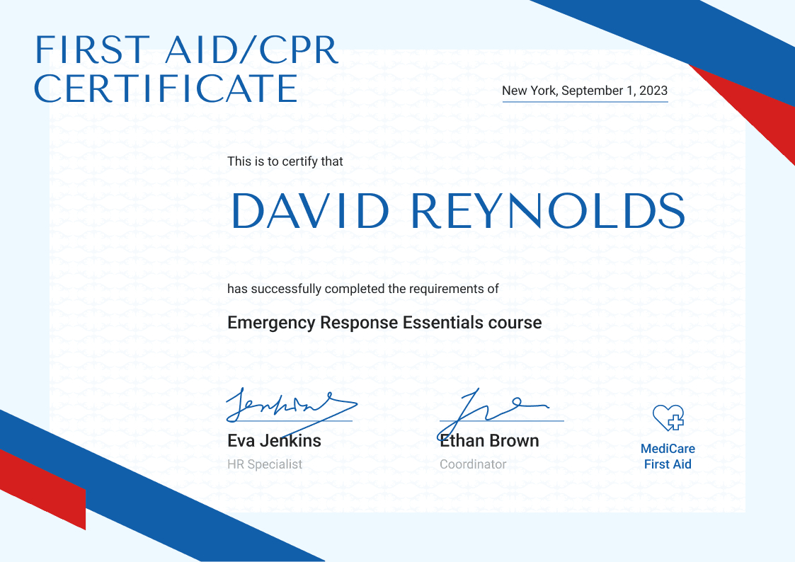 Professional And Framed First-Aid And Cpr Certificate Template with regard to Free First Aid Certificate Printable Templates