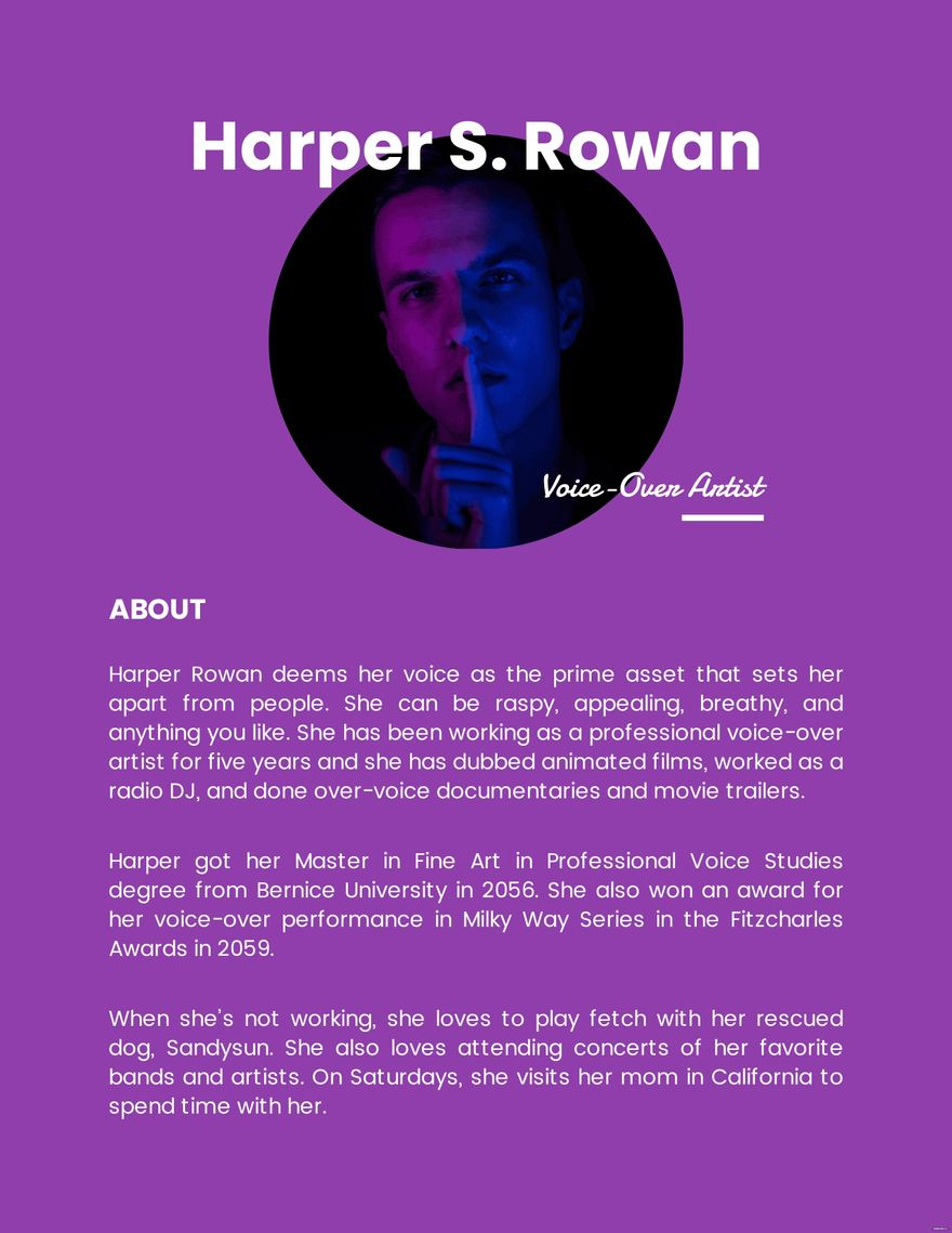 Professional Bio Template For Artist In Word - Download | Template intended for Free Dj Bio Templates