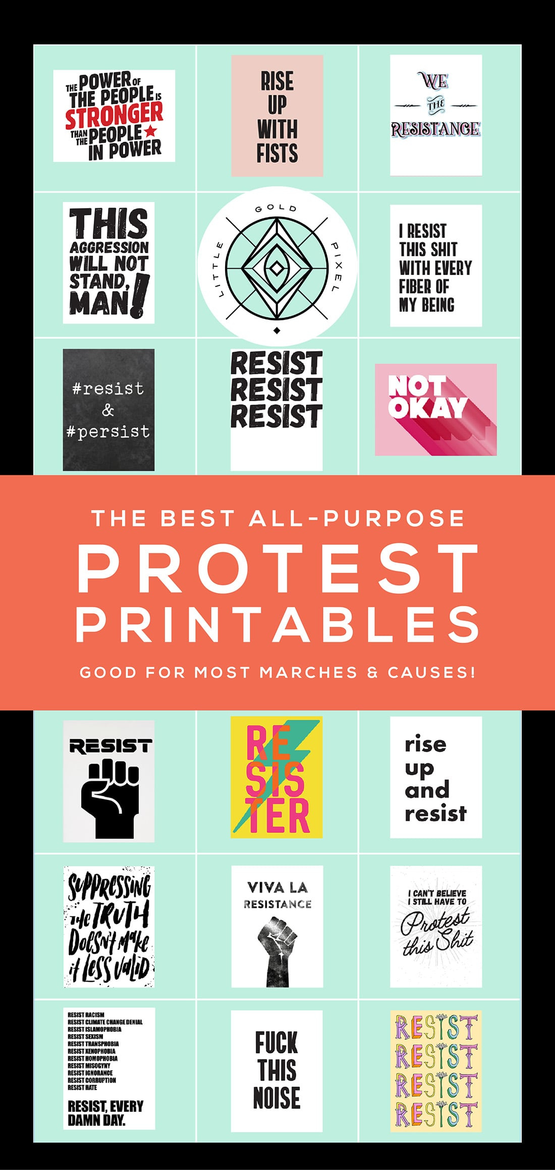 Protest Printables Good For Any March • Little Gold Pixel within Free Printable Protest Signs