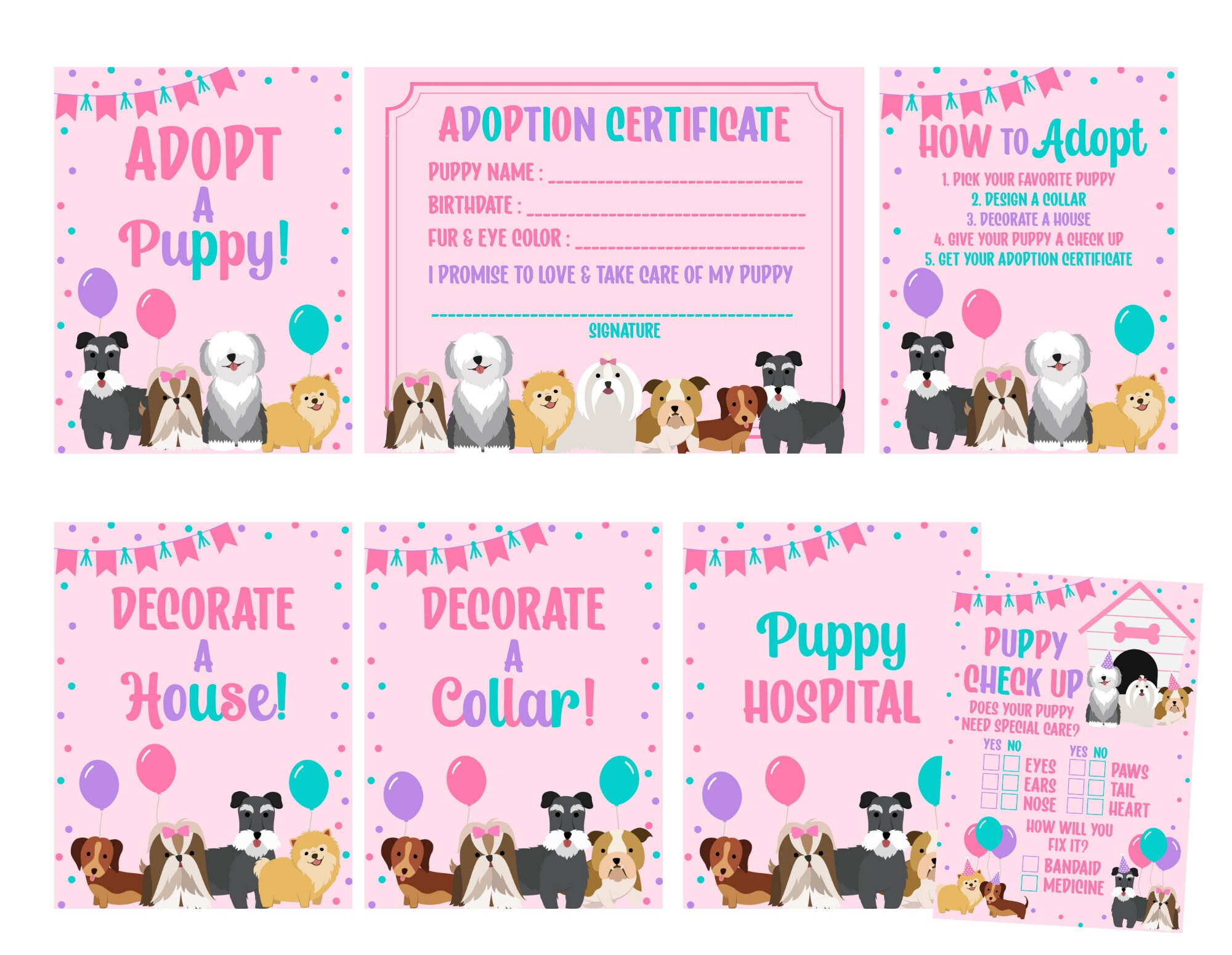 Puppy Party Signs - Printable - Instant Download - Adopt A Puppy inside Adopt A Pet Party Free Printables