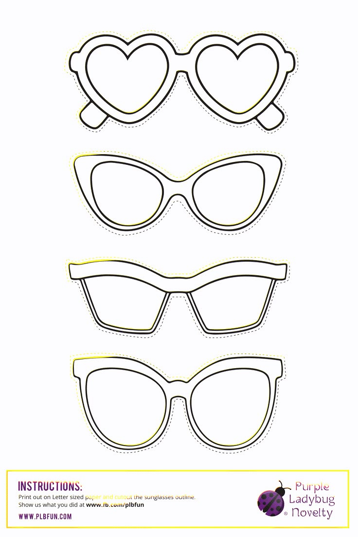 Purple Ladybug with Free Printable Sunglasses Pattern