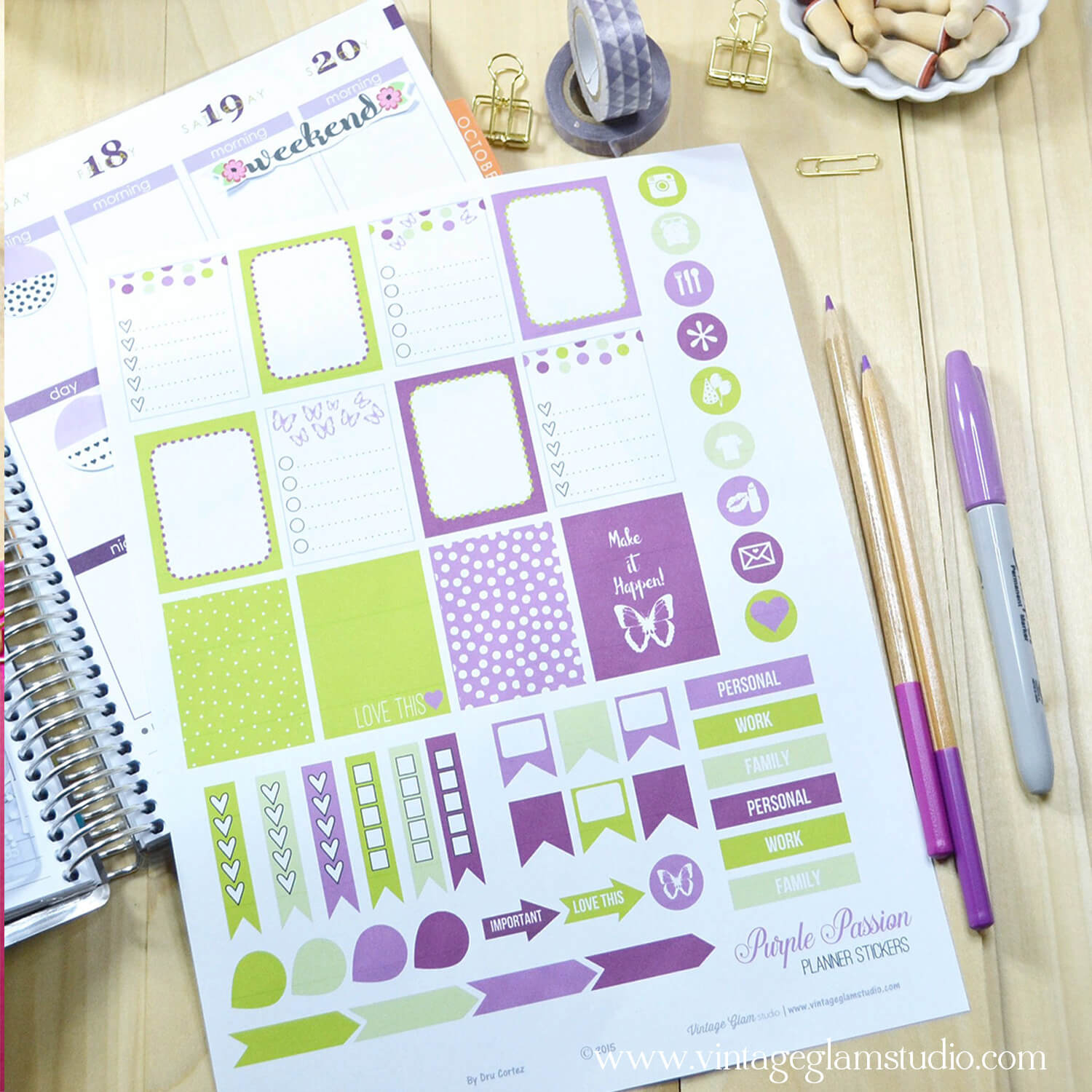 Purple Passion Planner Stickers - Free Printable - inside Passion Planner Free Printables