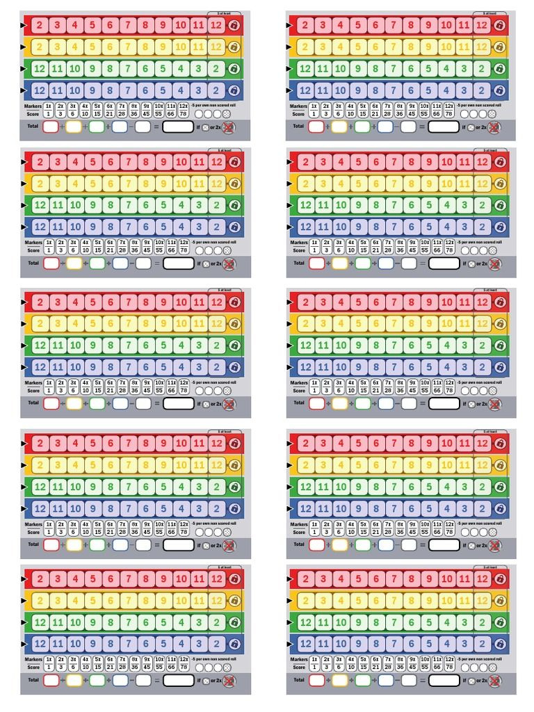Qwixx Scorepad | Pdf in Free Printable Qwixx Score Sheet