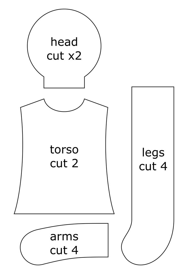 Rag Doll Sewing Pattern - 10 Free Pdf Printables | Printablee in Free Printable Rag Doll Sewing Patterns