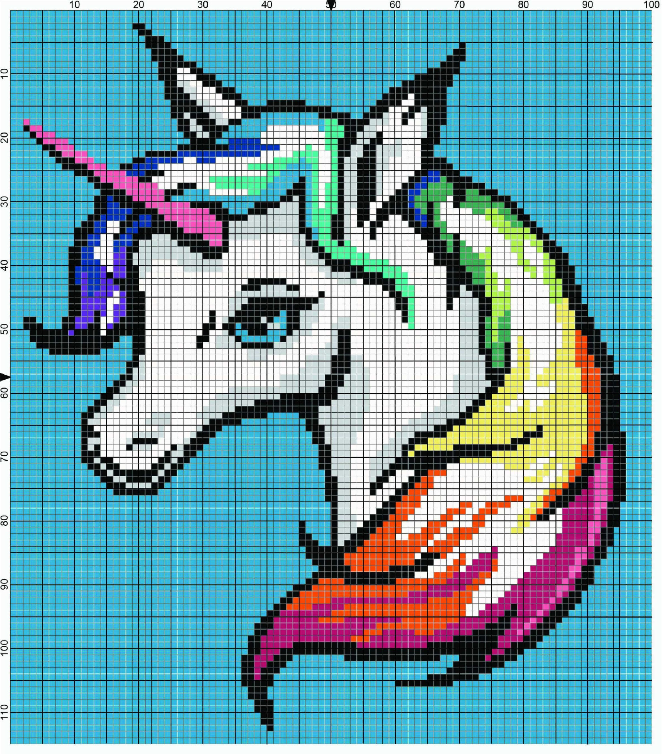Rainbow Unicorn Graphgan C2C &amp;amp; Rowrow Written Pattern with Printable Free Crochet Graphgan Patterns