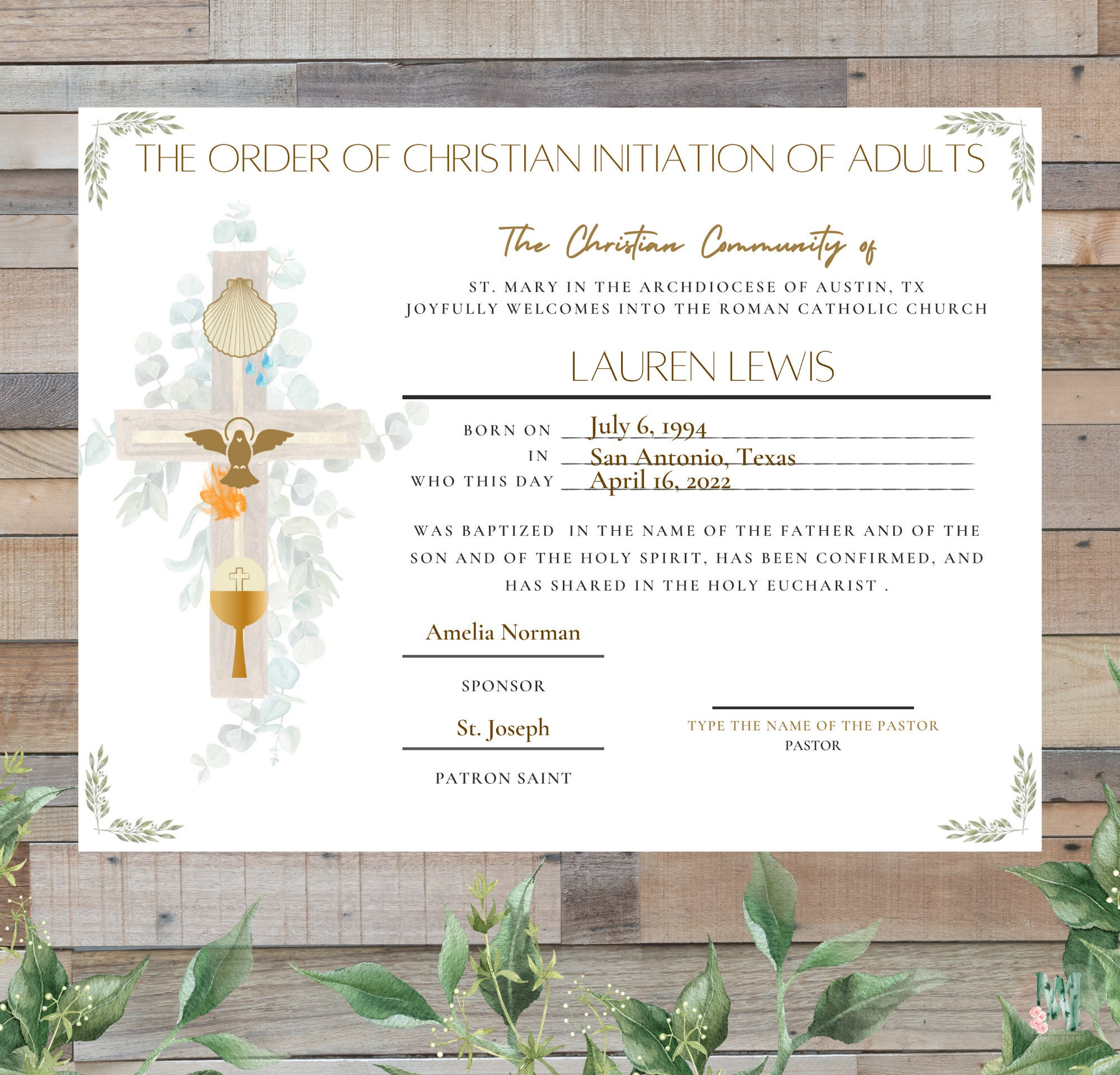 Rcia Certificate For Catechumen Catholic Church Template Bilingual with regard to Free Printable Rcia Certificates