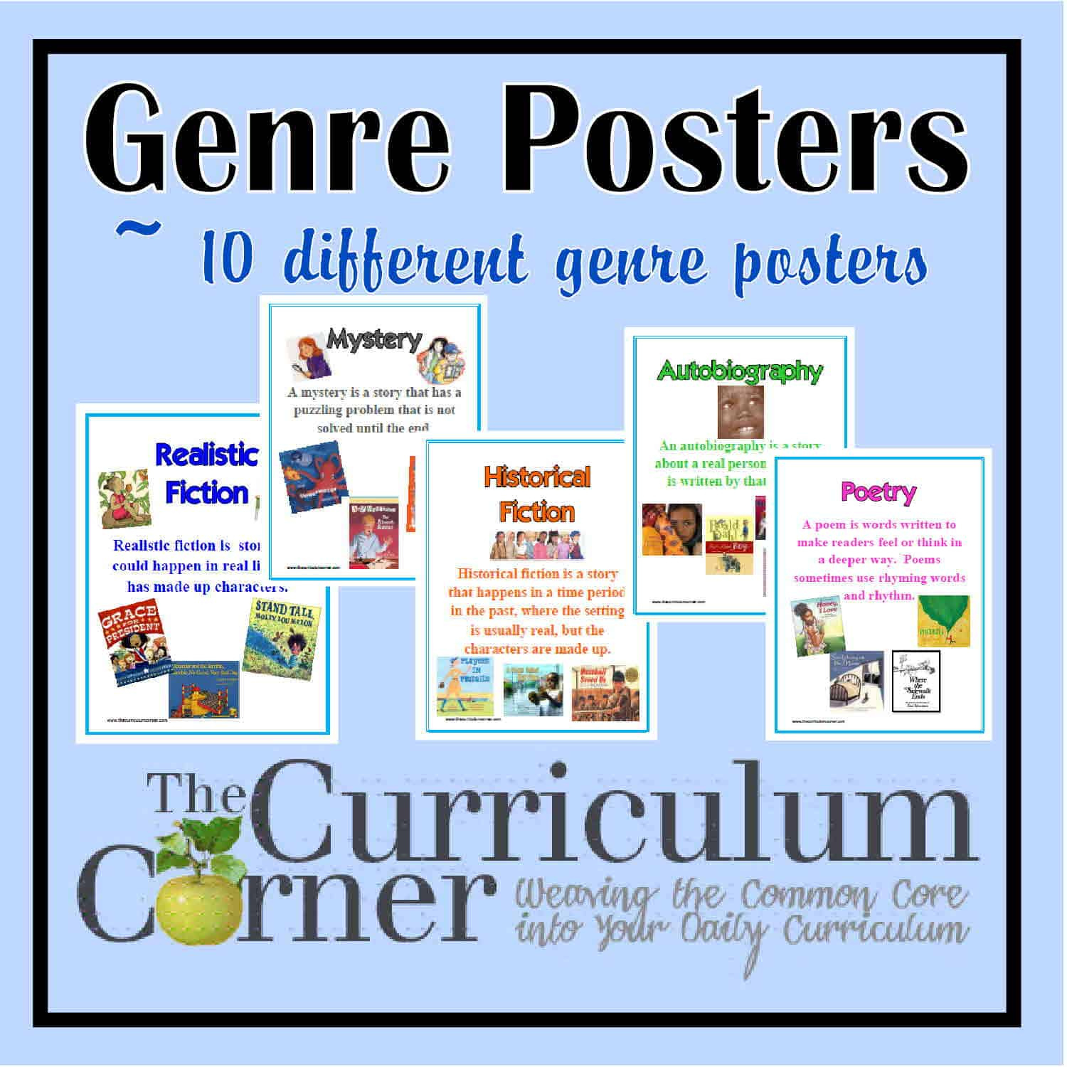 Reading Genre Posters - Free Printables From The Curriculum Corner intended for Free Printable Genre Posters