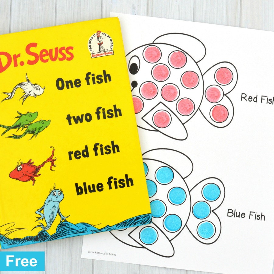 Red Fish Blue Fish Activity regarding One Fish Two Fish Free Printables